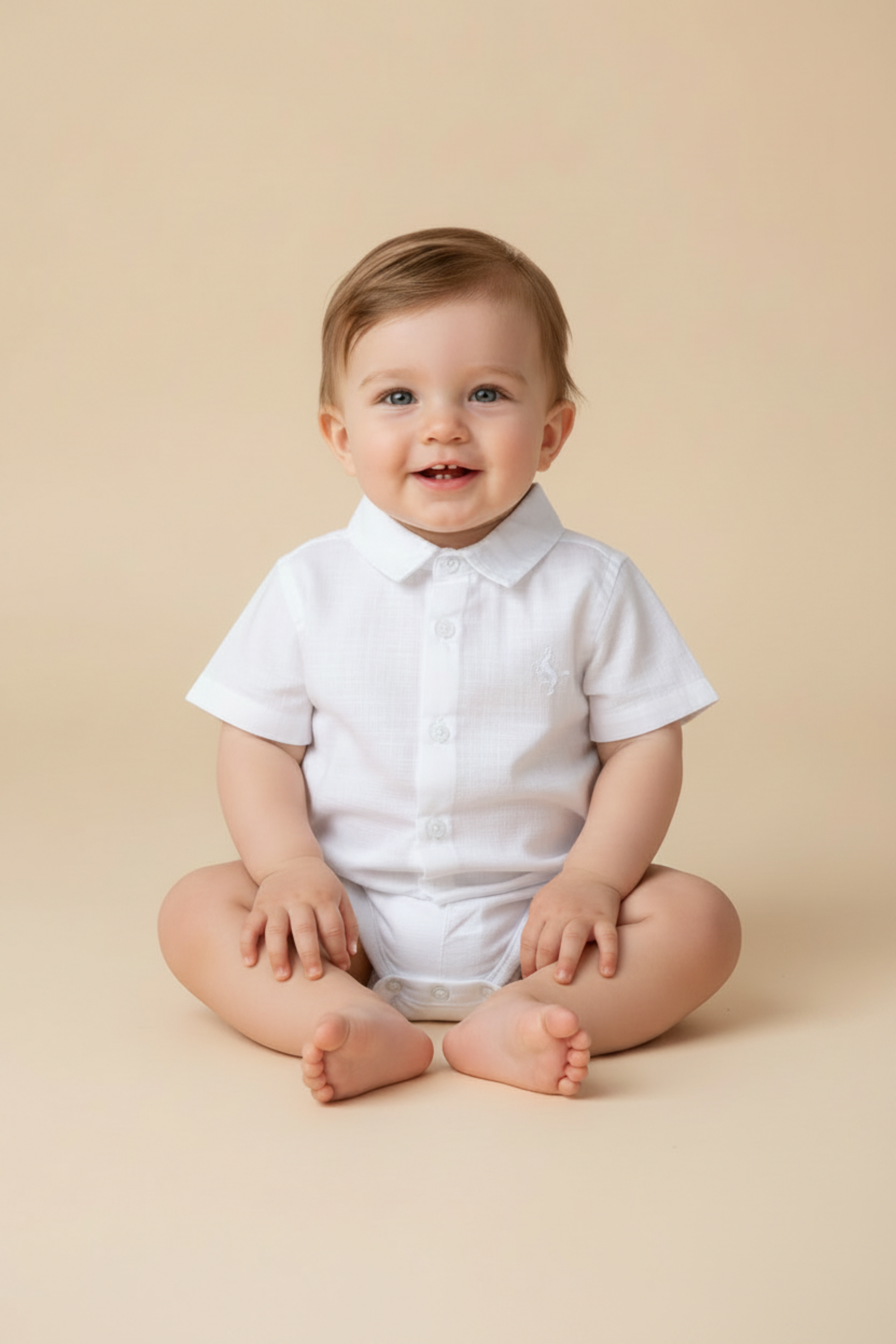Body Camisa Infantil Manga Curta - Tecido Cambraia Flamê