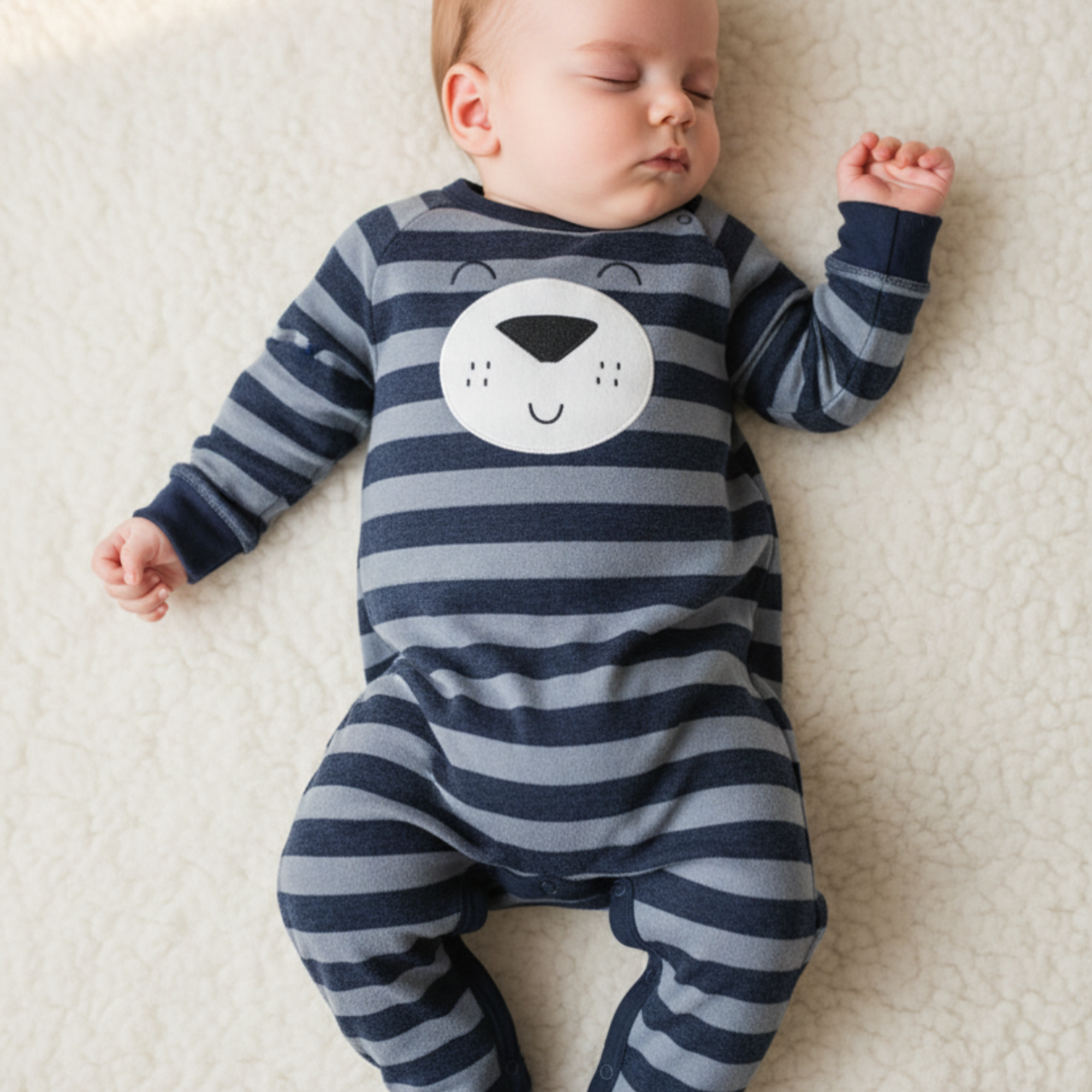 Macacão Bebê Plush Atoalhado Estampa Urso Azul — foto 1