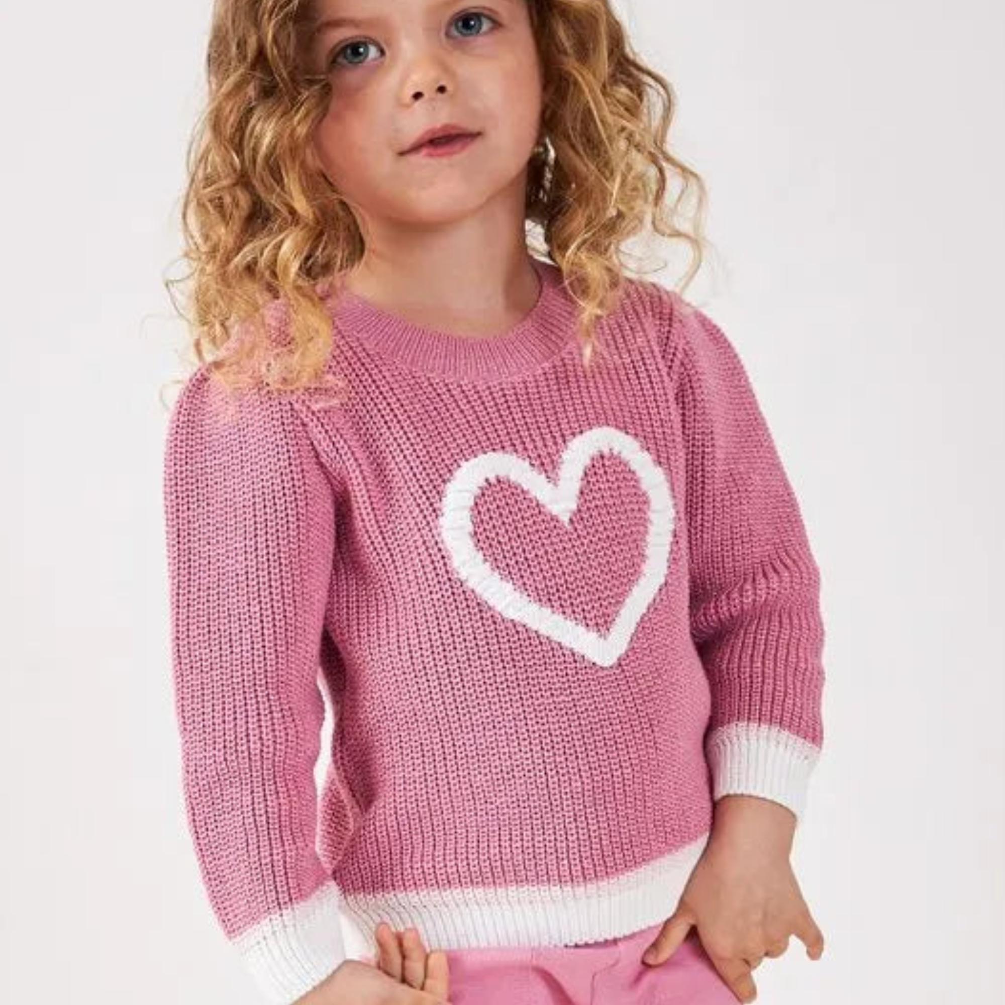 Blusão Infantil Coração Lurex Rosa — foto 1