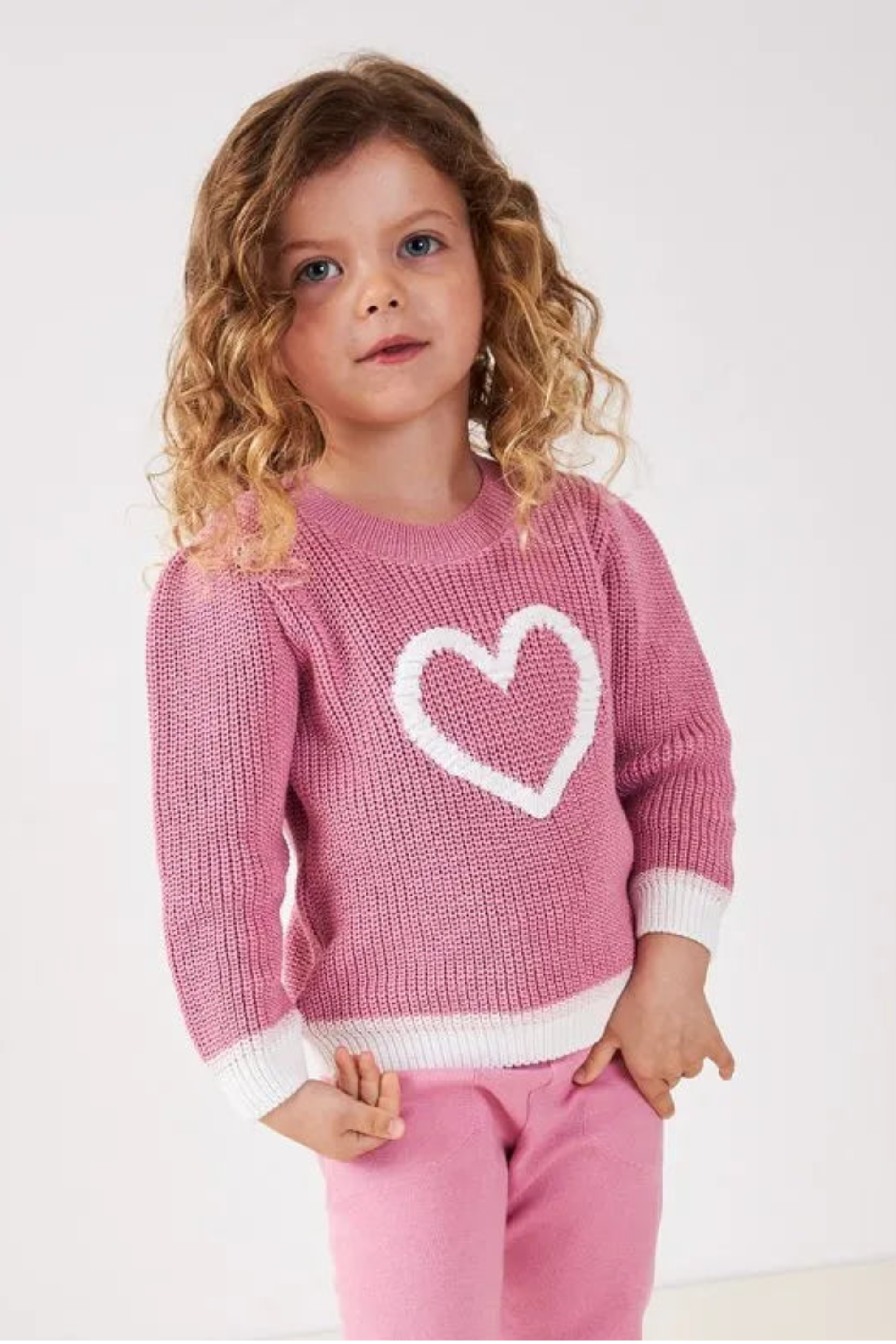 Blusão Infantil Coração Lurex Rosa — foto 1