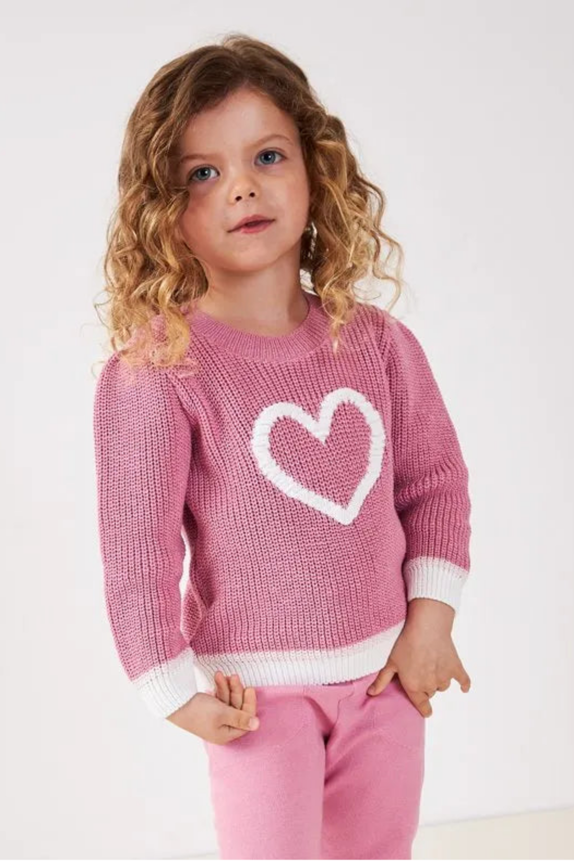 Blusão Infantil Coração Lurex Rosa — foto 1