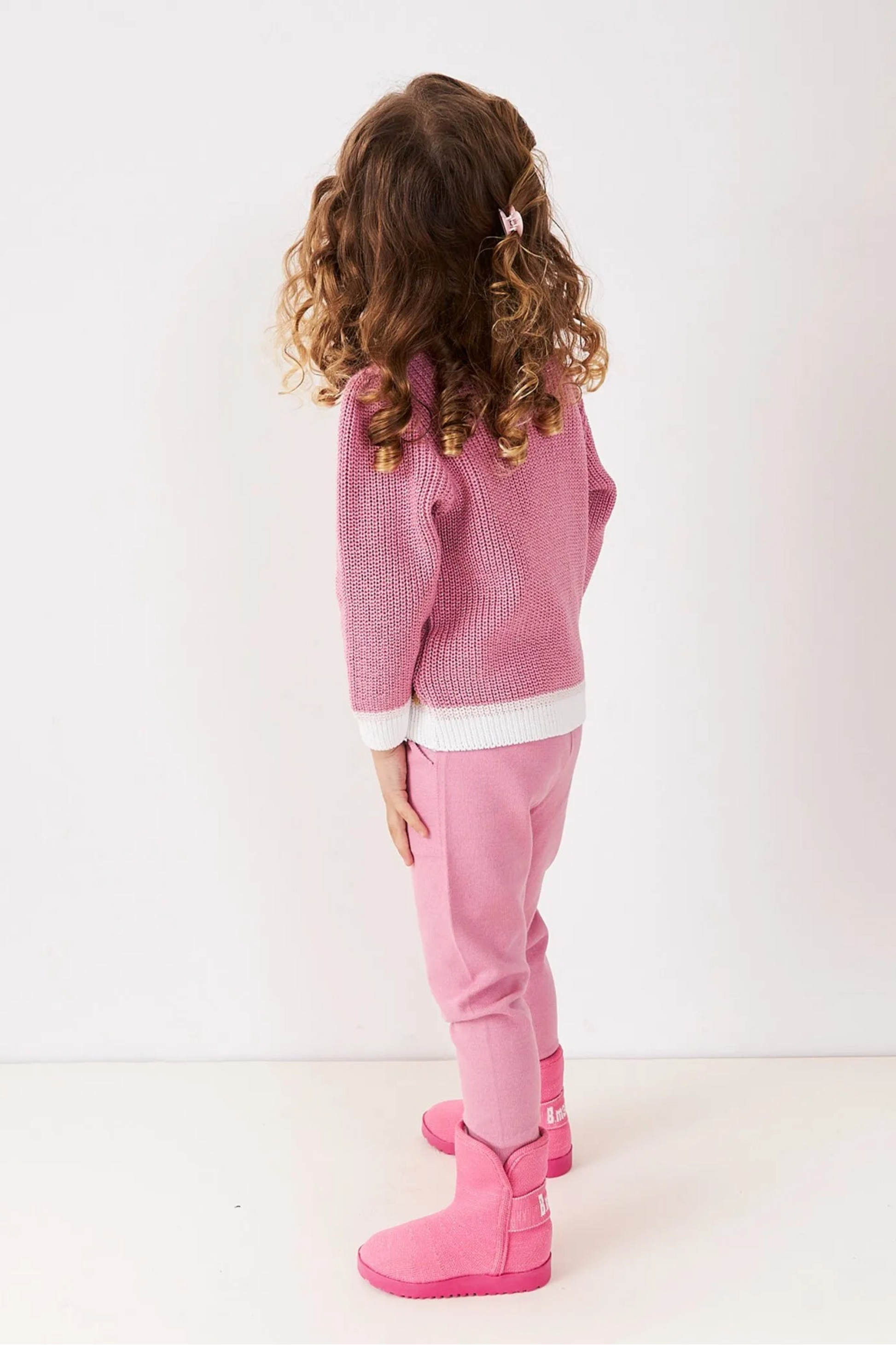 Blusão Infantil Coração Lurex Rosa — foto 3 costas