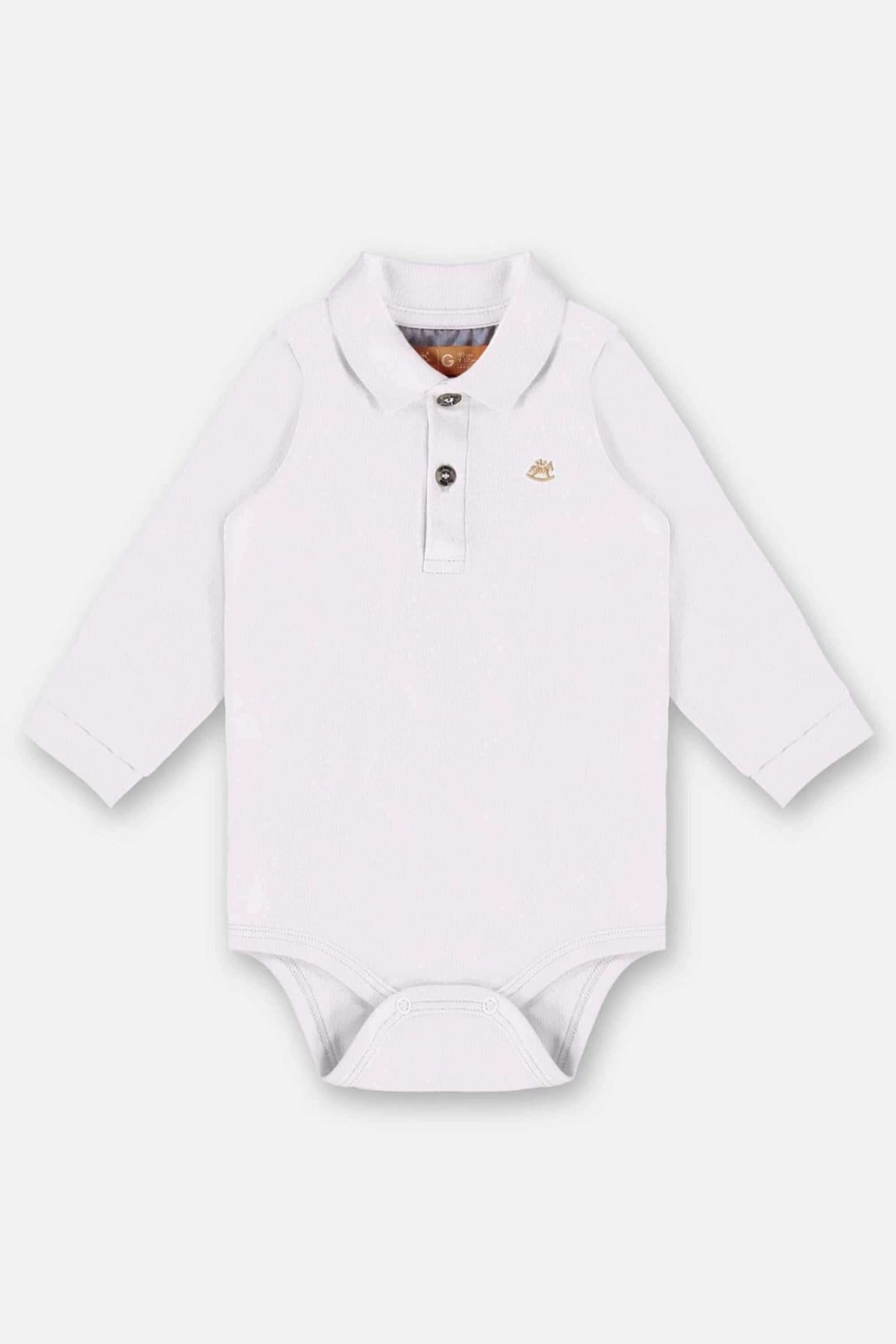 Body Polo Manga Longa Branco para Bebês — foto 1