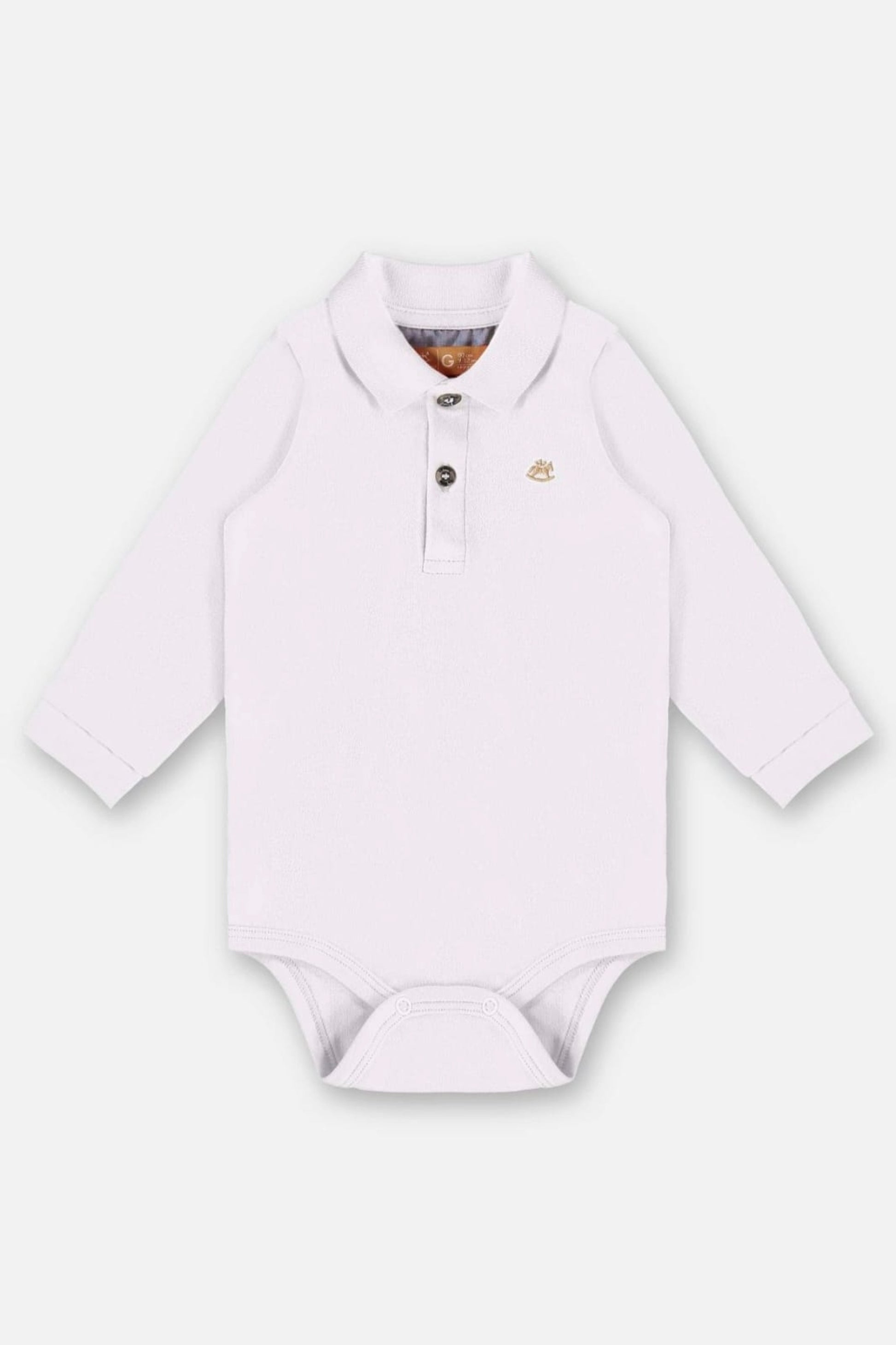 Body Polo Manga Longa Branco para Bebês — foto 1