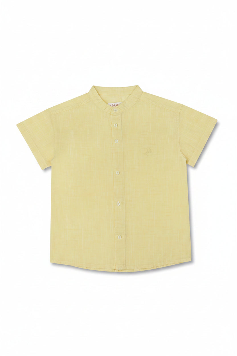 Camisa Infantil Linho Amarelo Manteiga