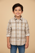 Camisa Infantil Masculina Xadrez Chelsea Areia — foto 3