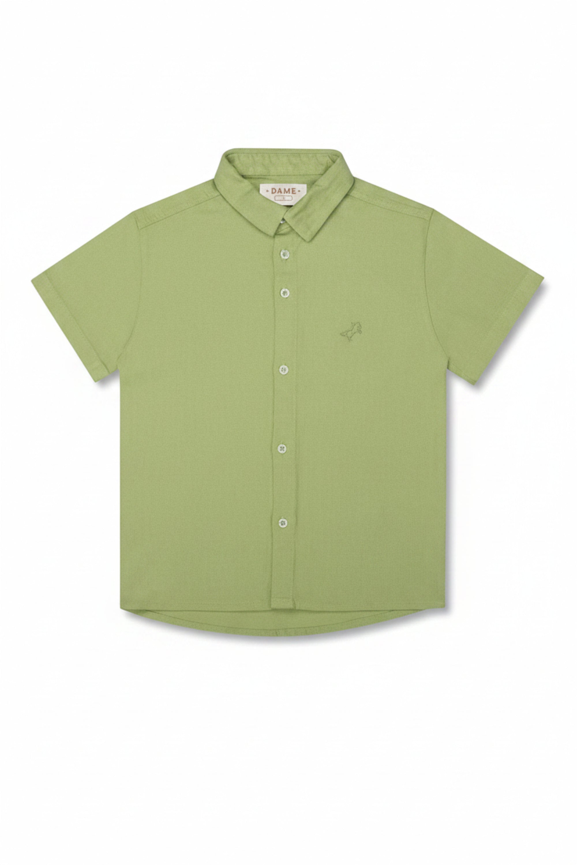 Camisa Infantil em Linho Manga Curta Verde Pistache 0225135 foto 2