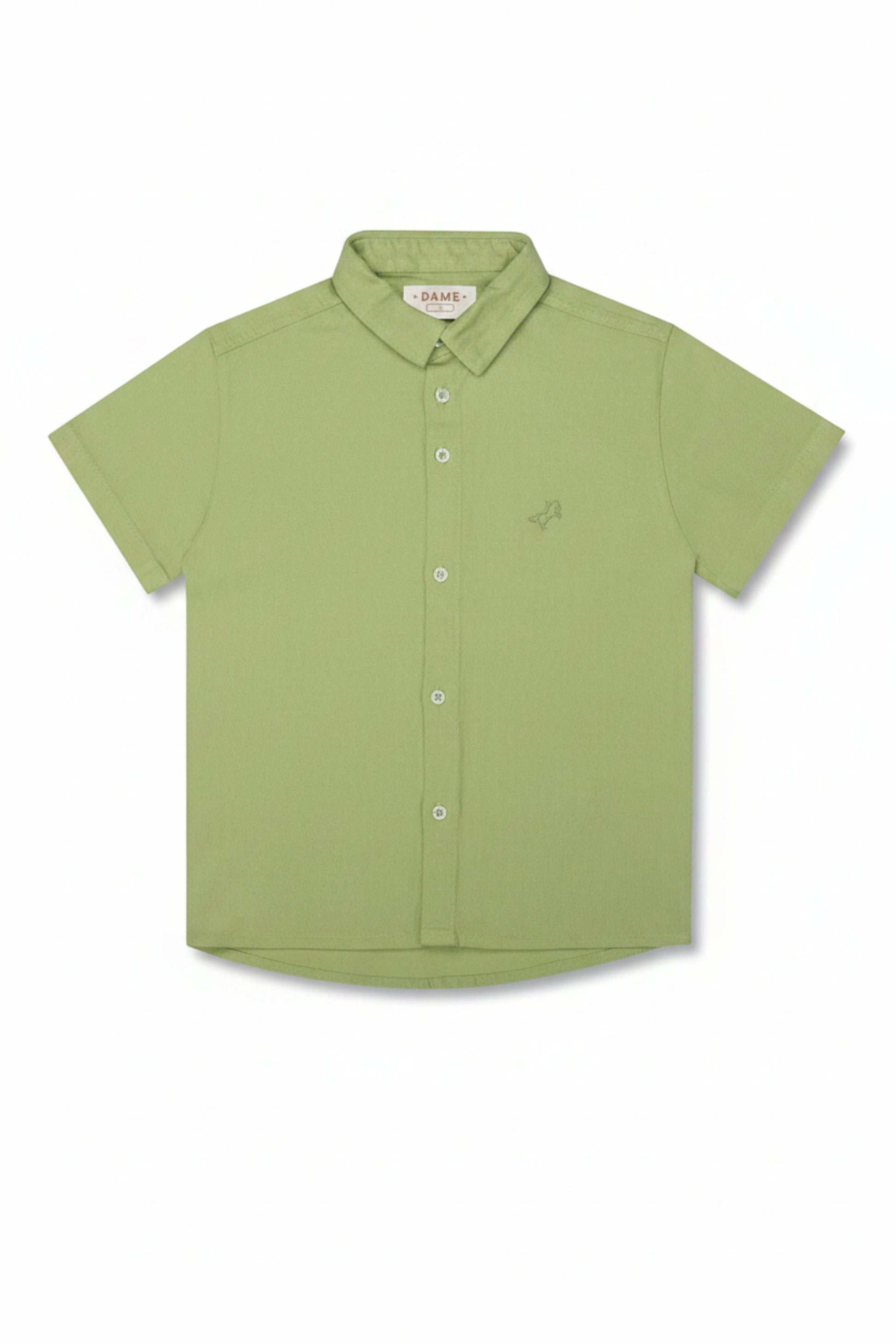 Camisa Infantil em Linho Manga Curta Verde Pistache 0225135 foto 2