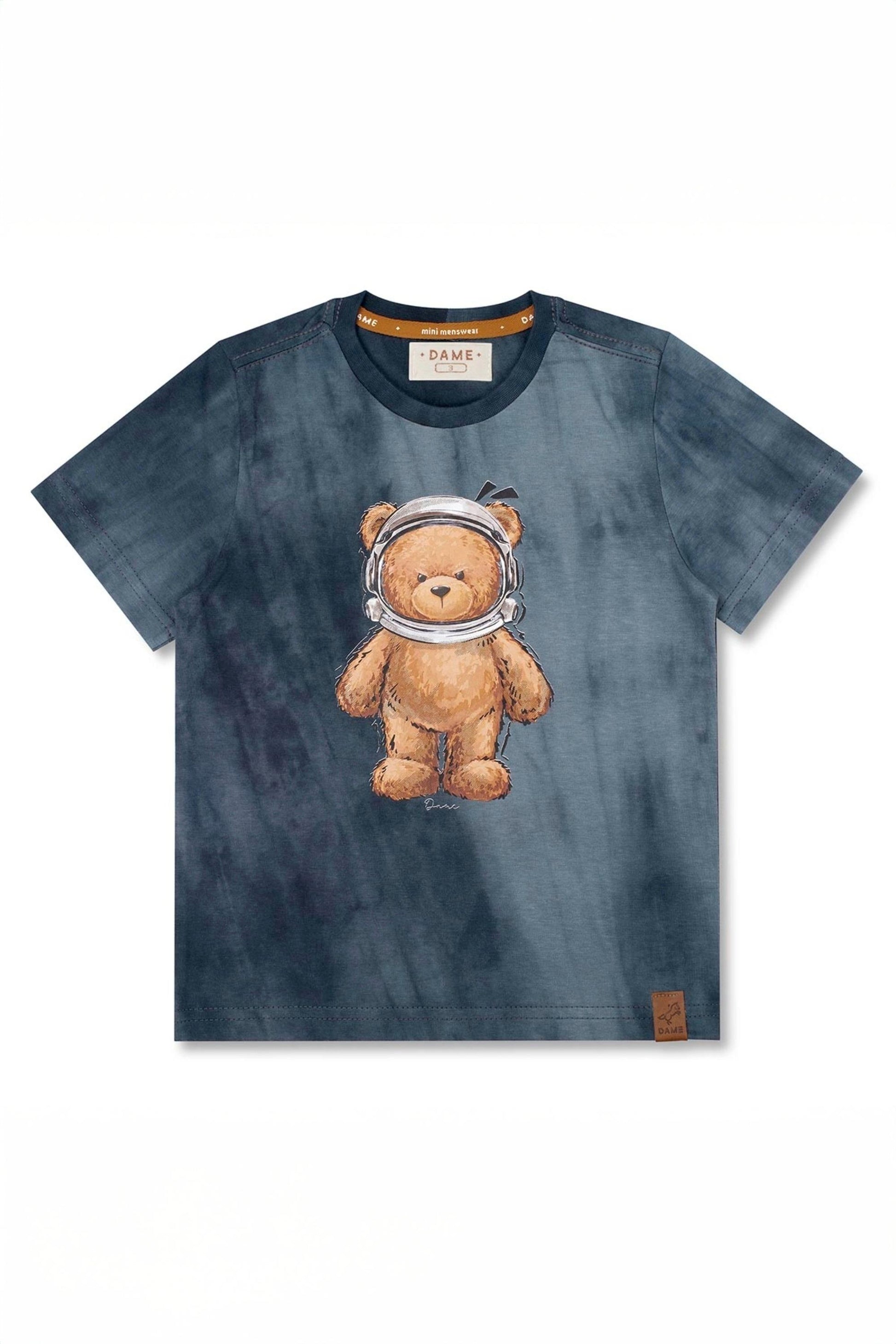 Camiseta Infantil Menino Manga Curta Astronauta Bege — foto 2