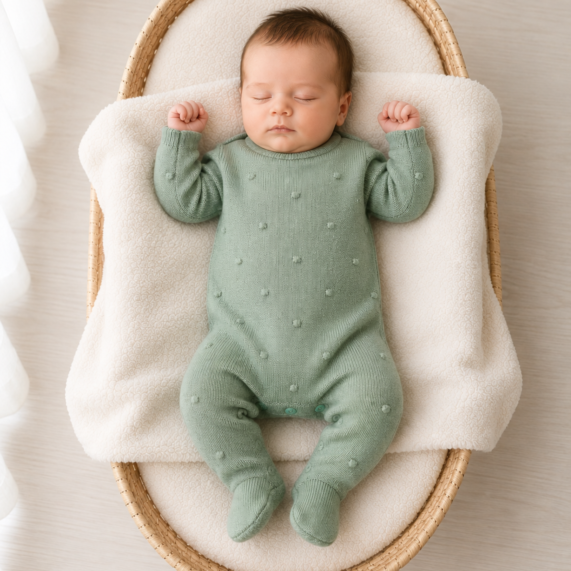 Macacão para Maternidade em Tricot Poá Verde Mescla — foto 1
