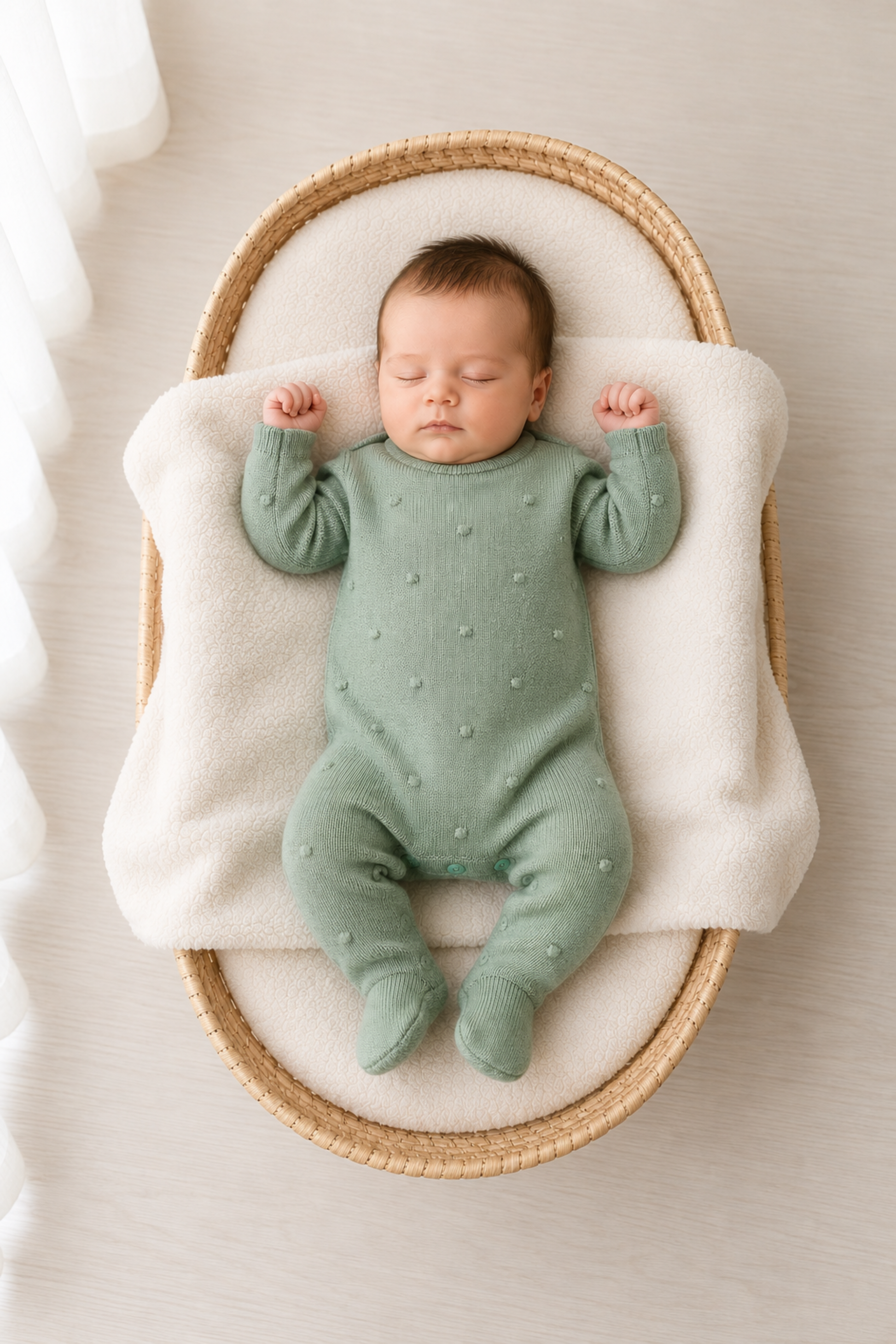 Macacão para Maternidade em Tricot Poá Verde Mescla — foto 1