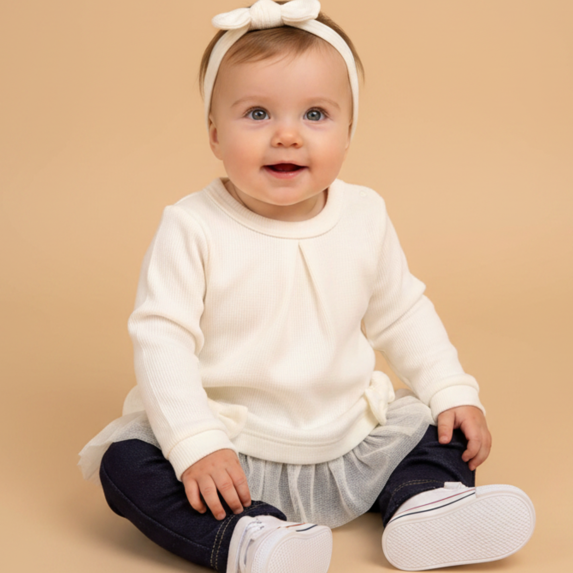 Conjunto Bebê Menina Tricotado com Tule