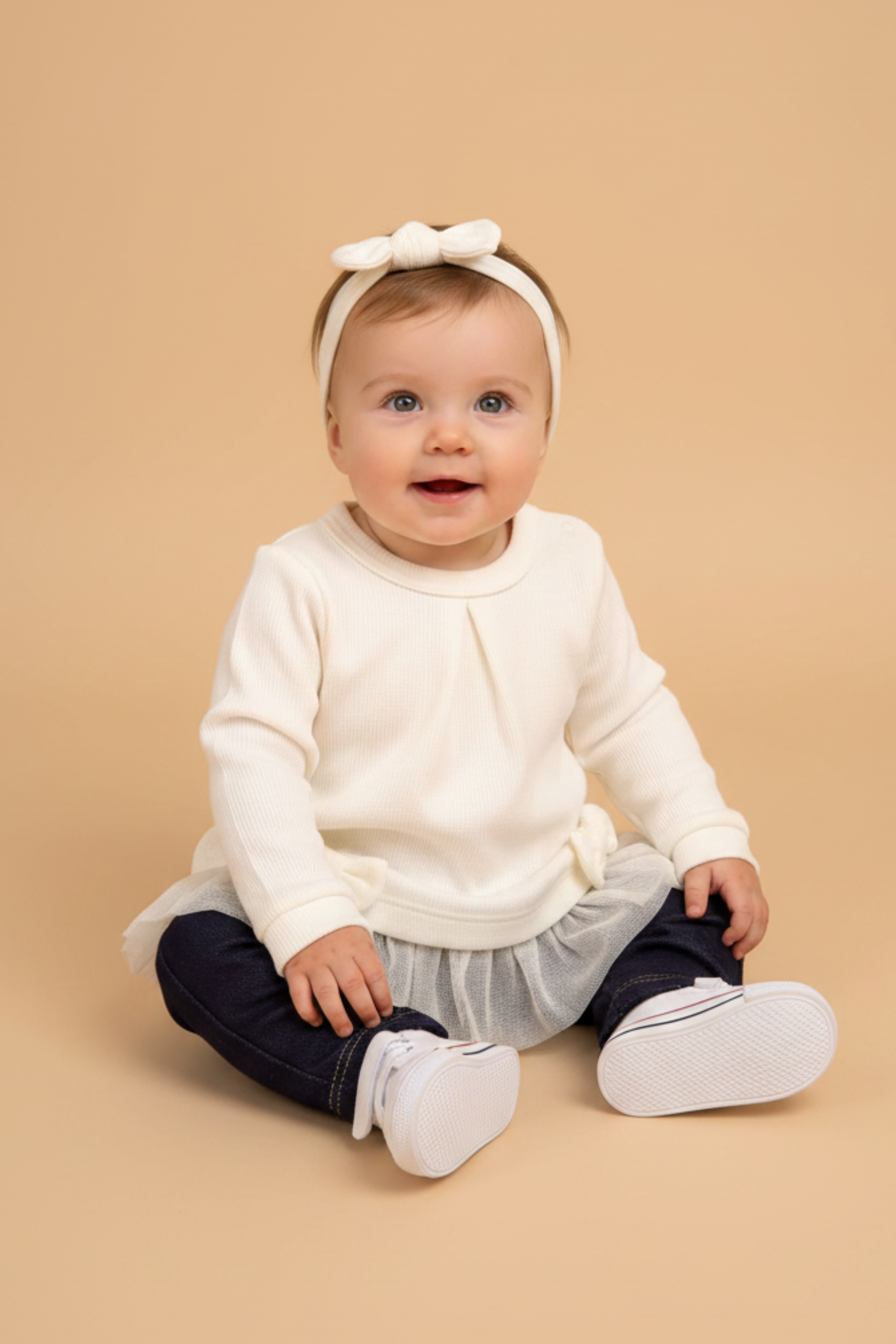 Conjunto Bebê Menina Tricotado com Tule