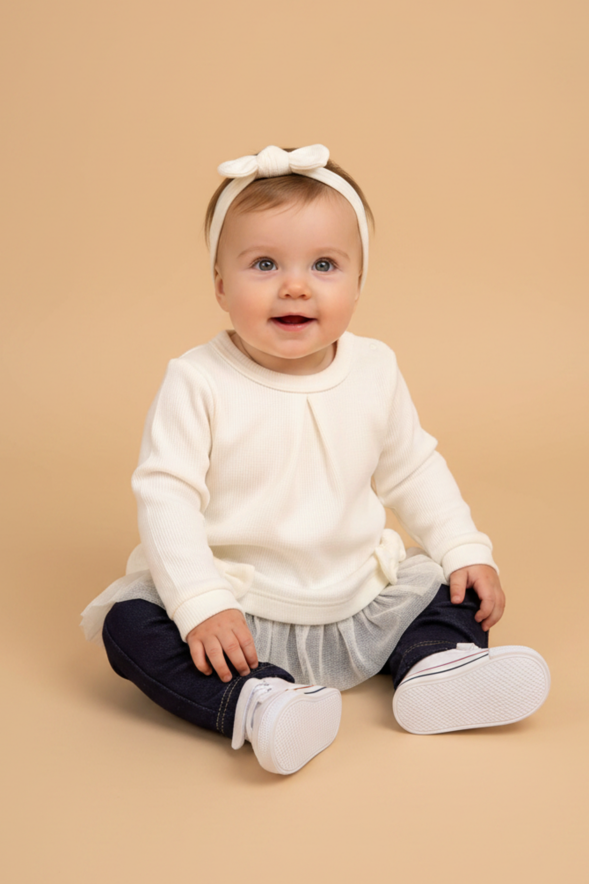 Conjunto Bebê Menina Tricotado com Tule