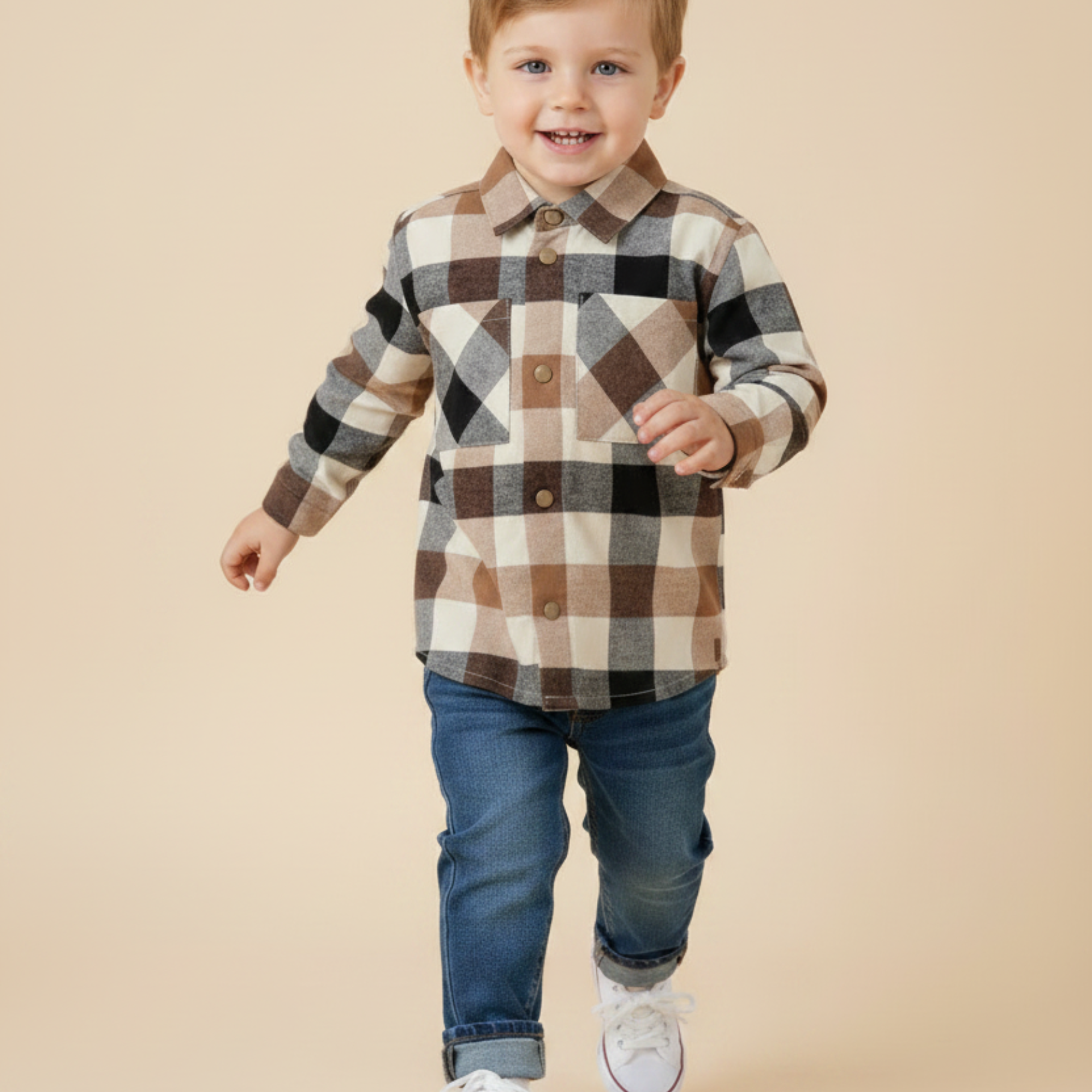 Jaqueta Infantil em Tecido Flanelado Xadrez Foto 1