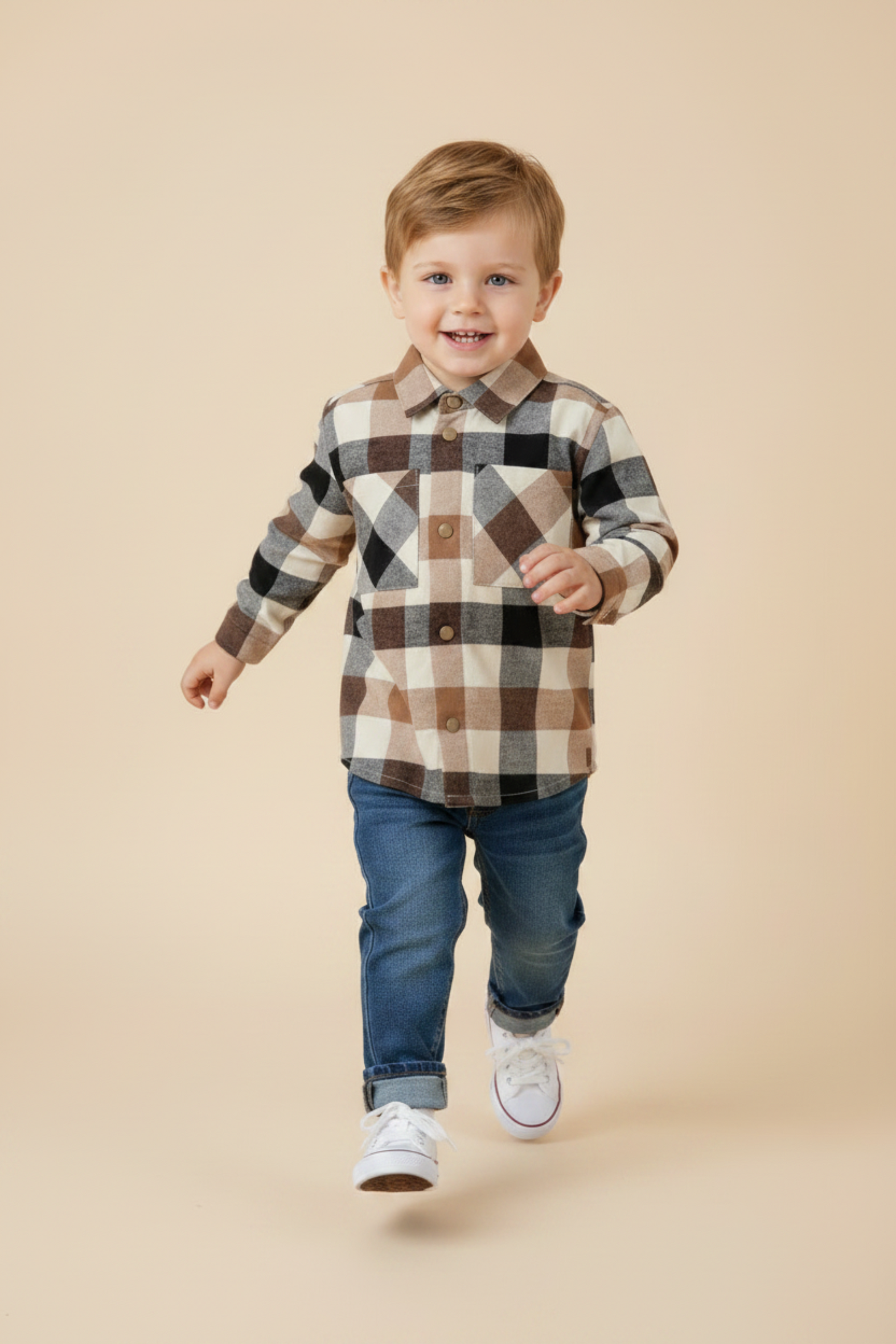 Jaqueta Infantil em Tecido Flanelado Xadrez Foto 1
