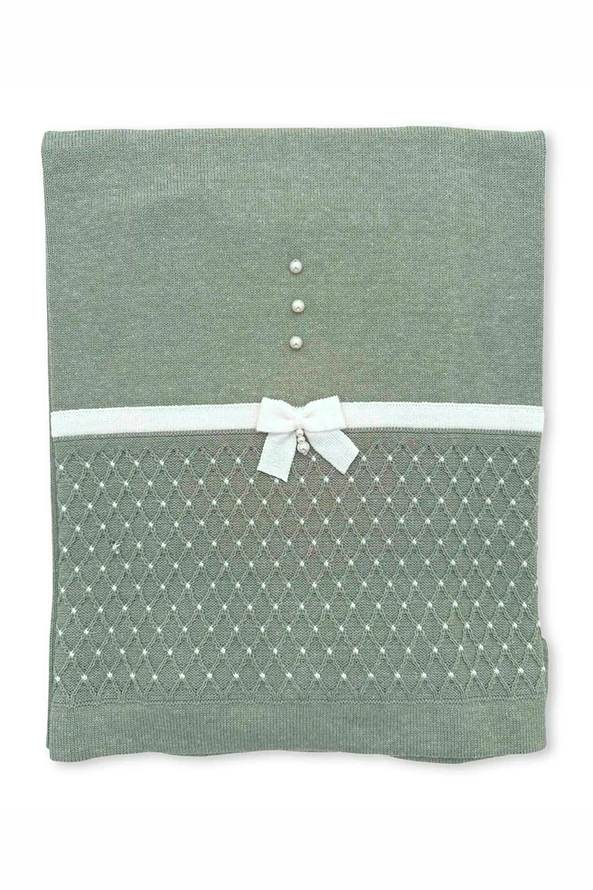 Manta em Tricot para Maternidade Verde Mescla — foto 1