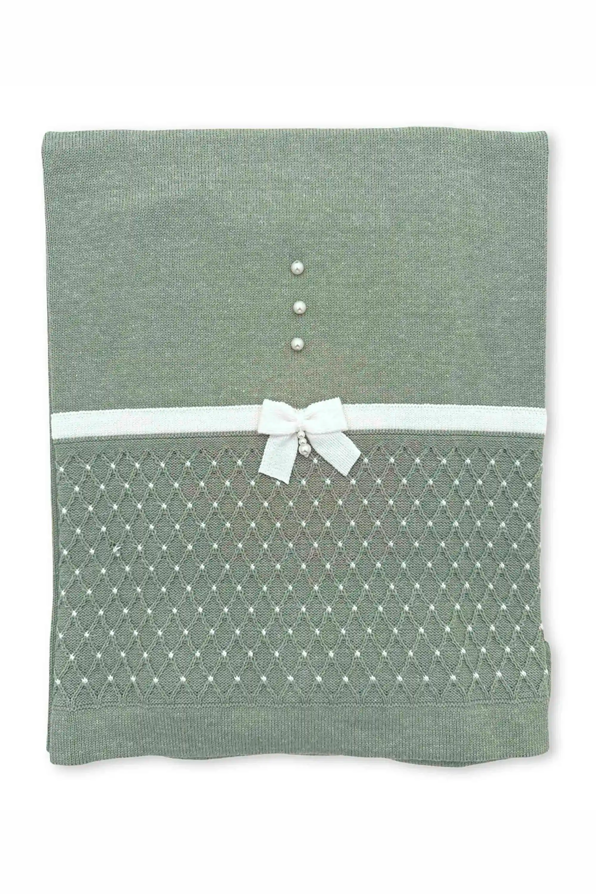 Manta em Tricot para Maternidade Verde Mescla — foto 1