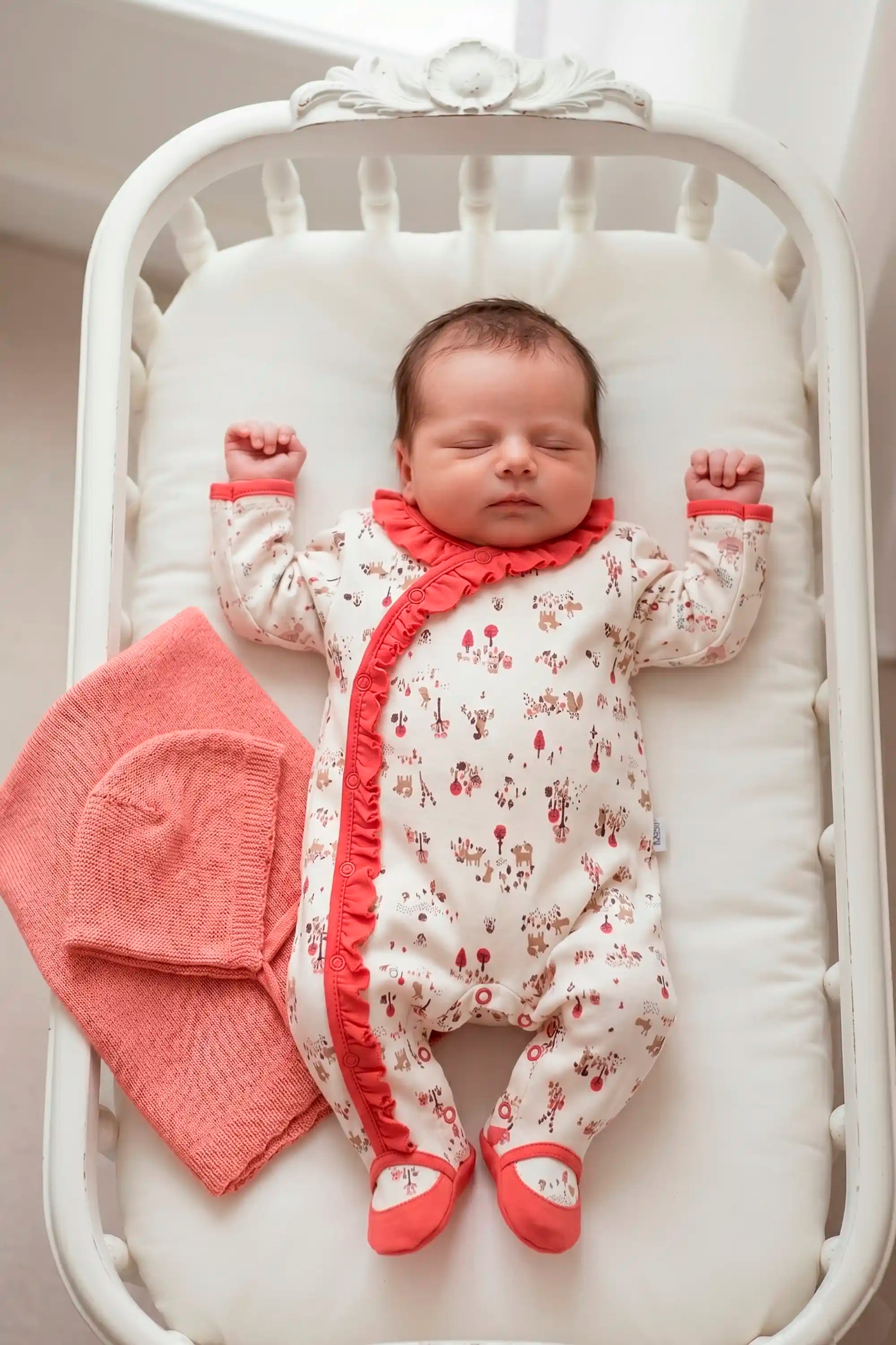 Macacão Comprido com Babadinhos Estampa Raposa Algodão Egípcio — foto 1