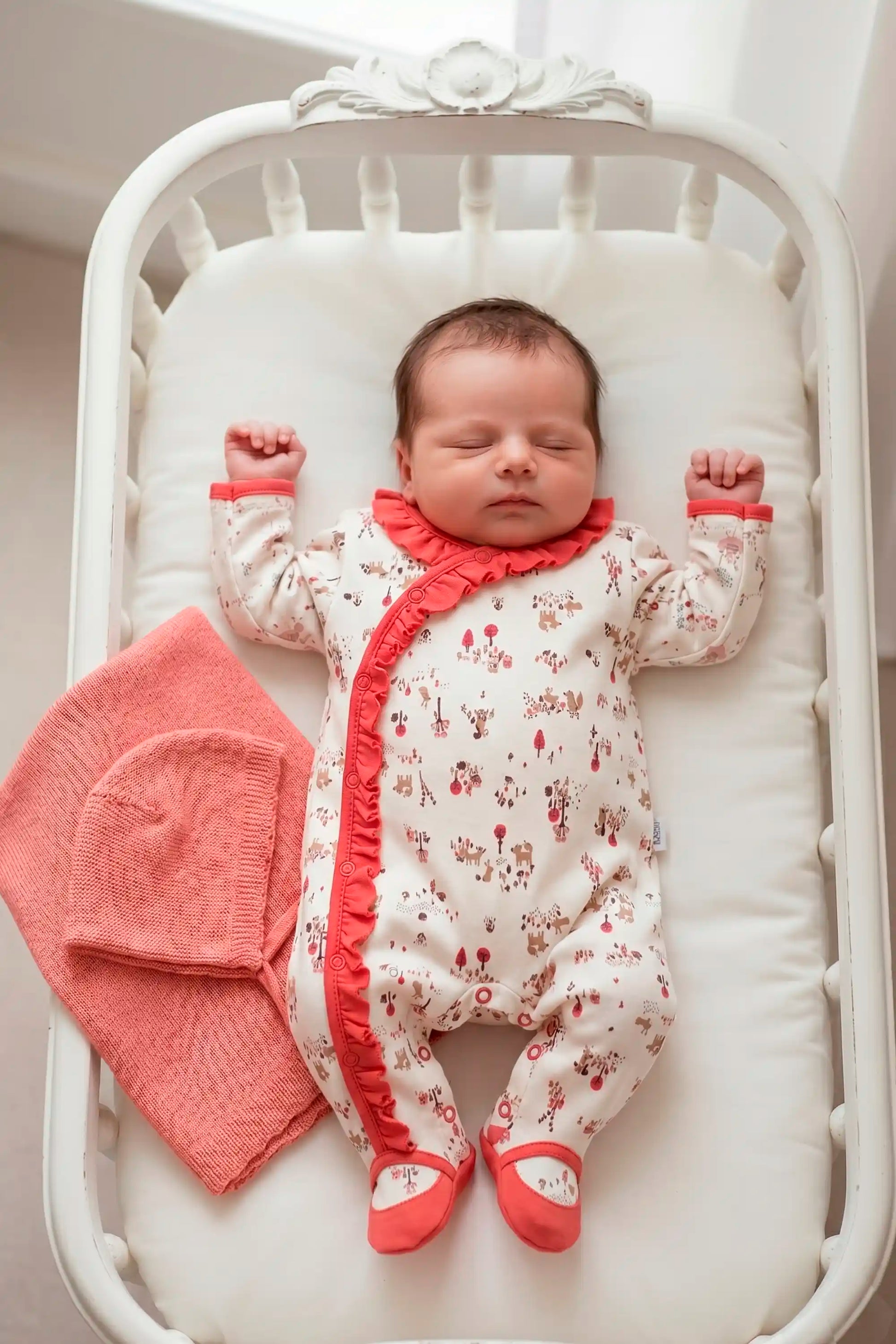 Macacão Comprido com Babadinhos Estampa Raposa Algodão Egípcio — foto 1