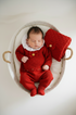 Macacão Maternidade Tricot Maitê Estampa Folhas Vermelho — foto 5