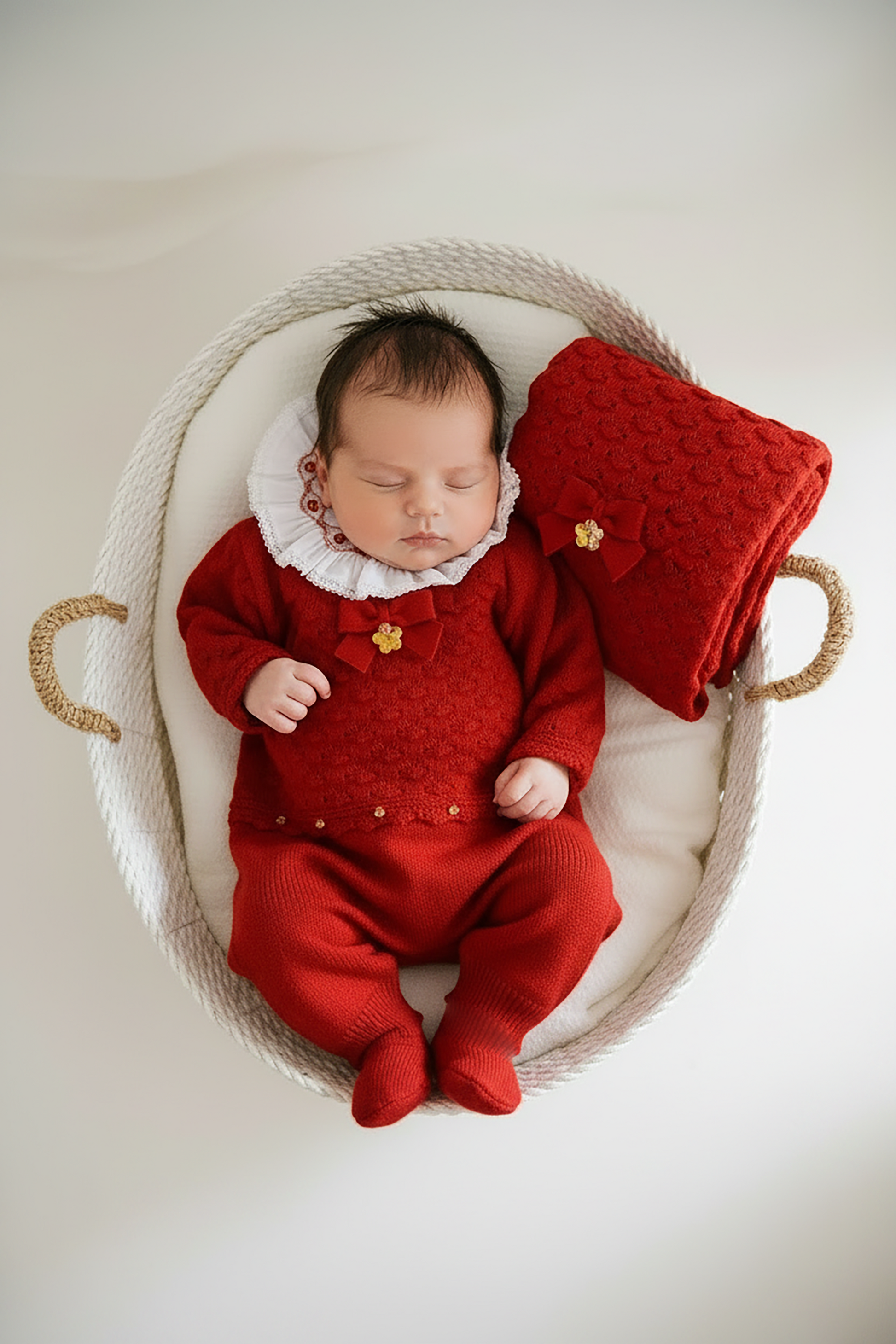 Macacão Maternidade Tricot Maitê Estampa Folhas Vermelho — foto 5