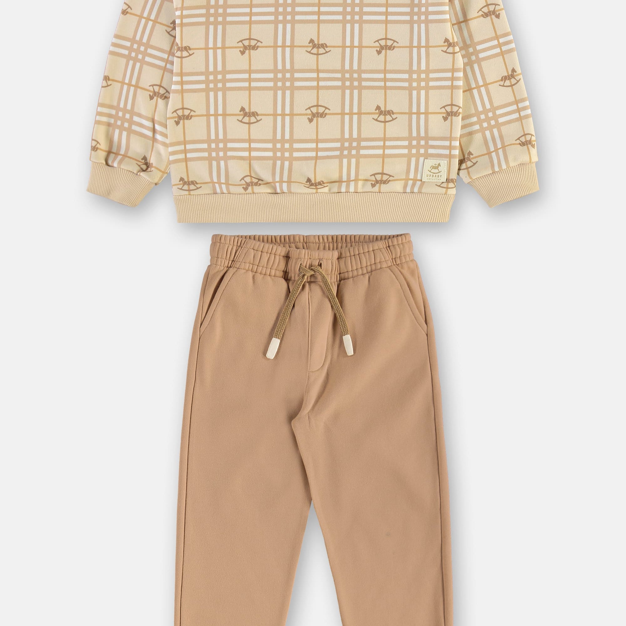Conjunto Infantil Blusão Malha Xadrez e Calça Moletom — foto 1