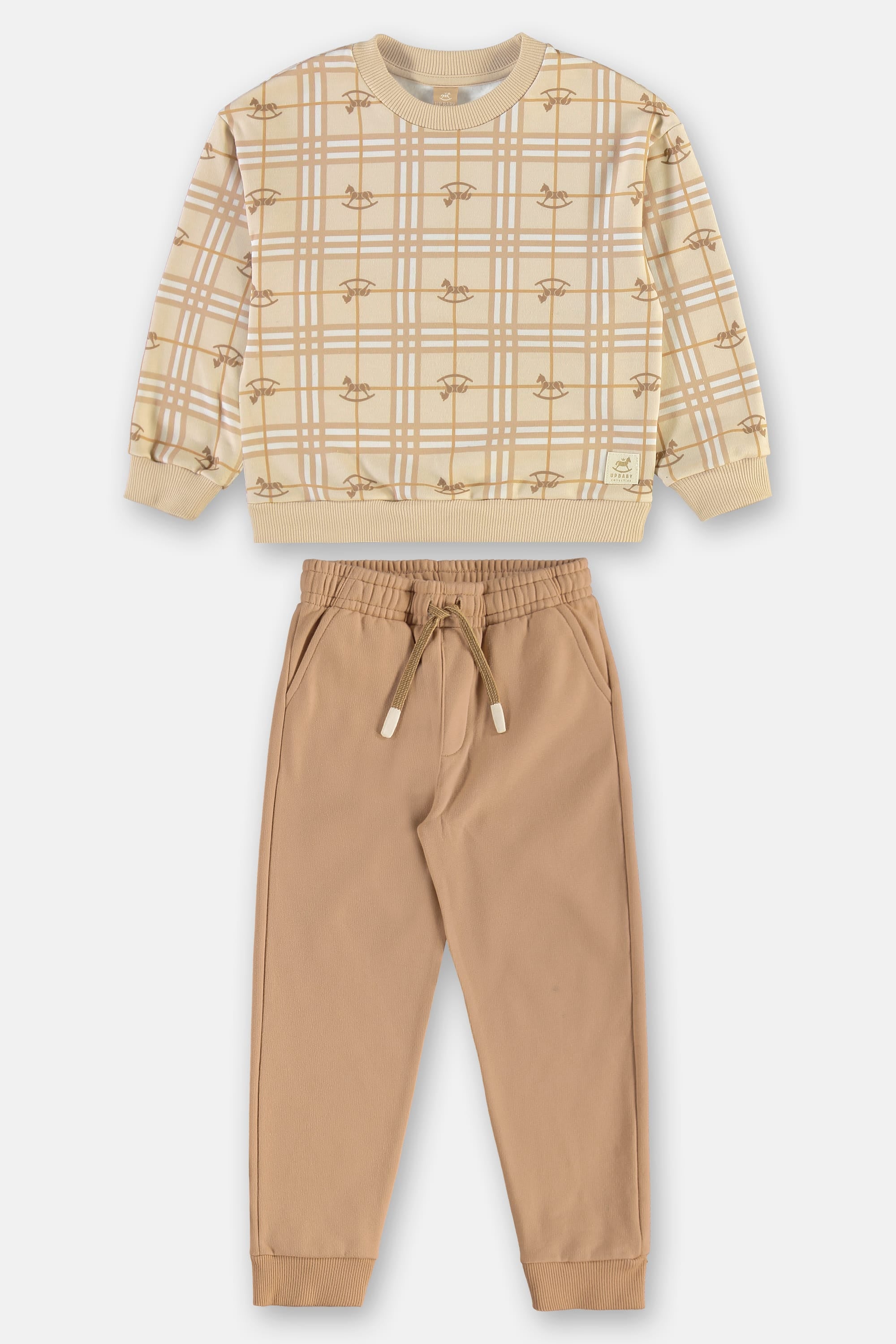 Conjunto Infantil Blusão Malha Xadrez e Calça Moletom — foto 1