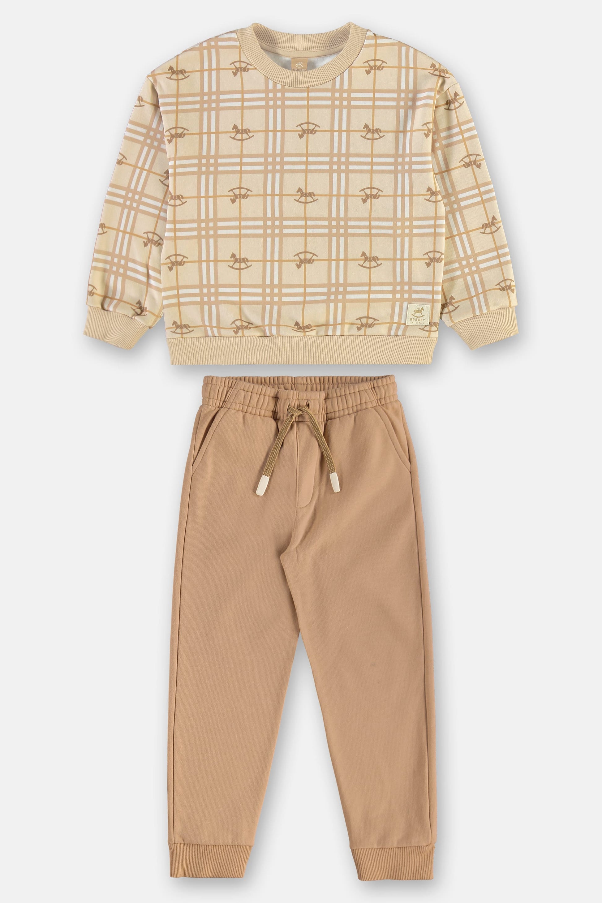 Conjunto Infantil Blusão Malha Xadrez e Calça Moletom — foto 1