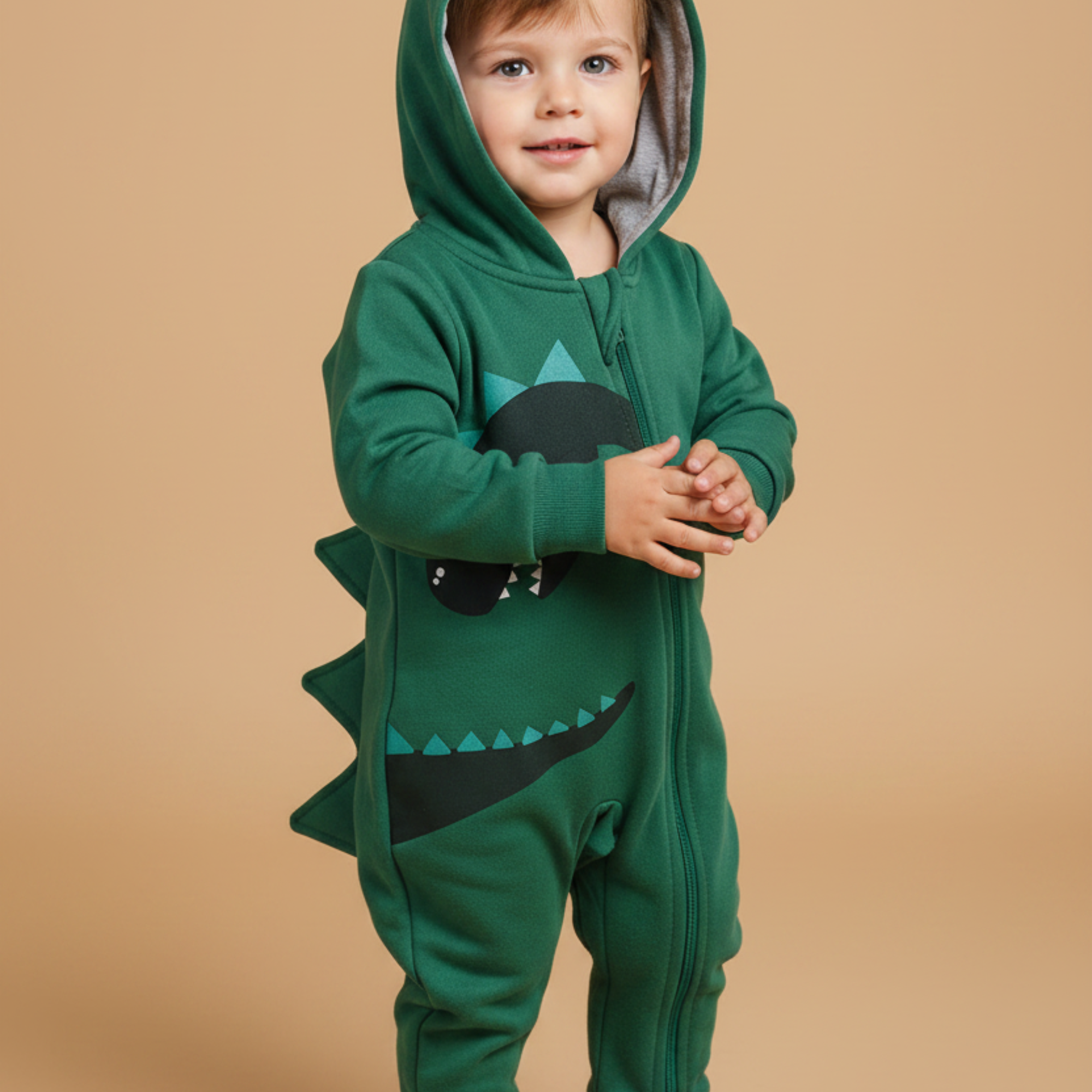 Pijama Macacão Bebê Dinossauro Moletom — foto 1