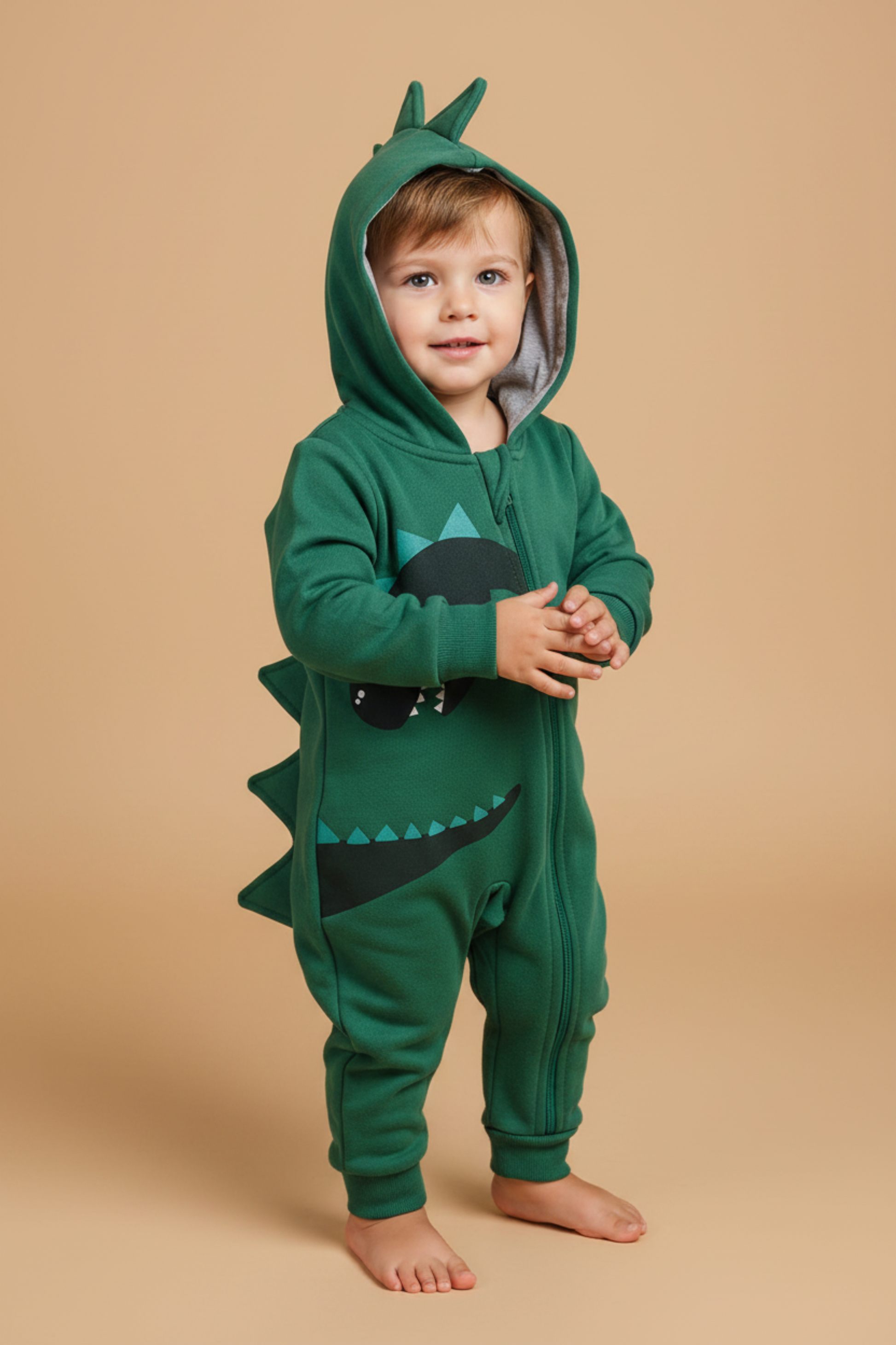 Pijama Macacão Bebê Dinossauro Moletom — foto 1