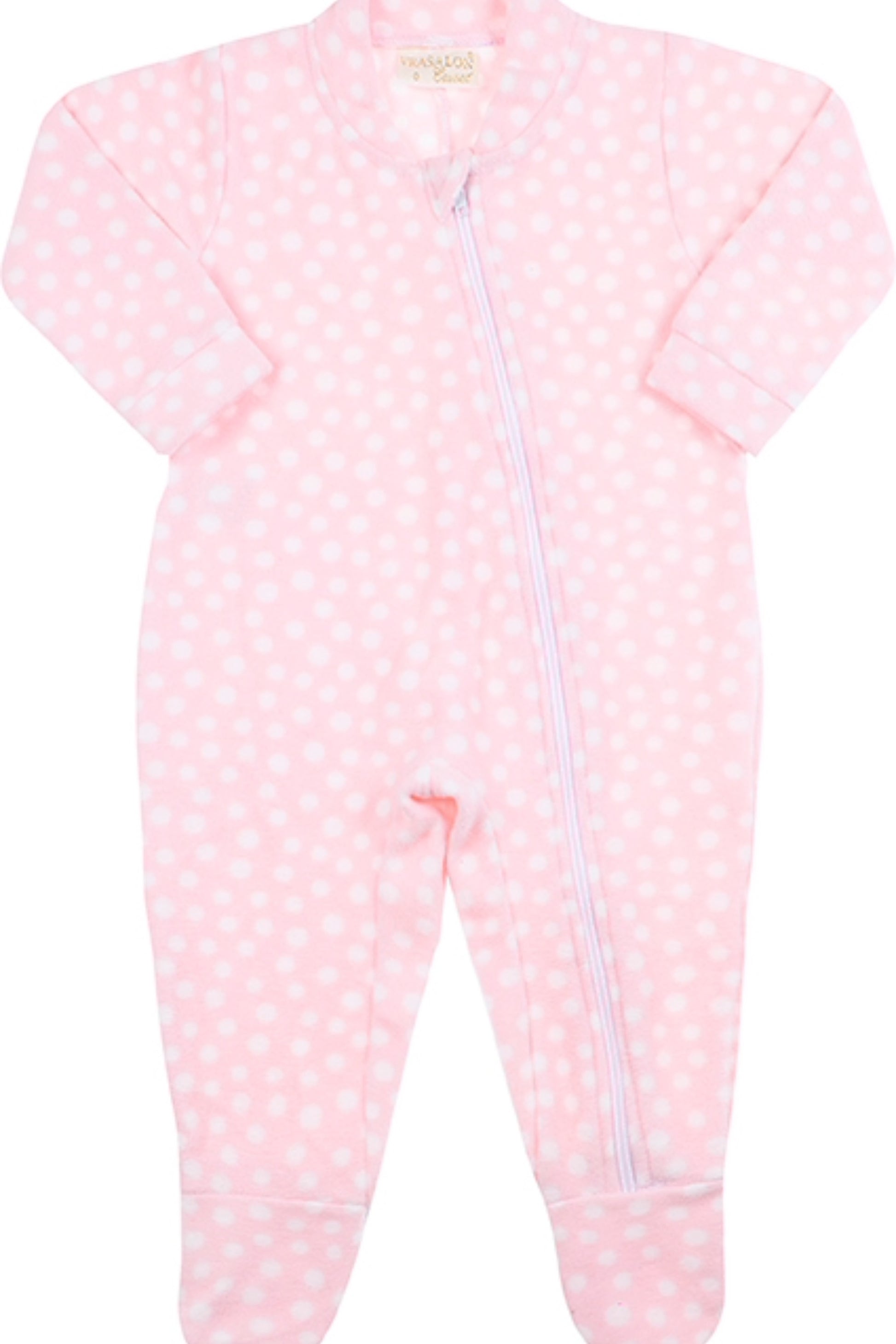Pijama Macacão Poá com Zíper Bebê em Soft Rosa foto 2