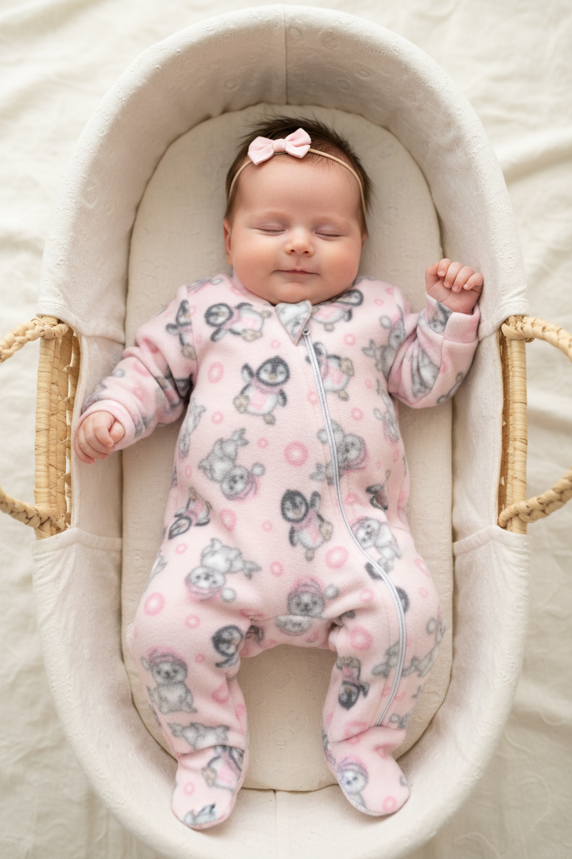 Pijama Macacão Soft Pinguins Rosa foto 1