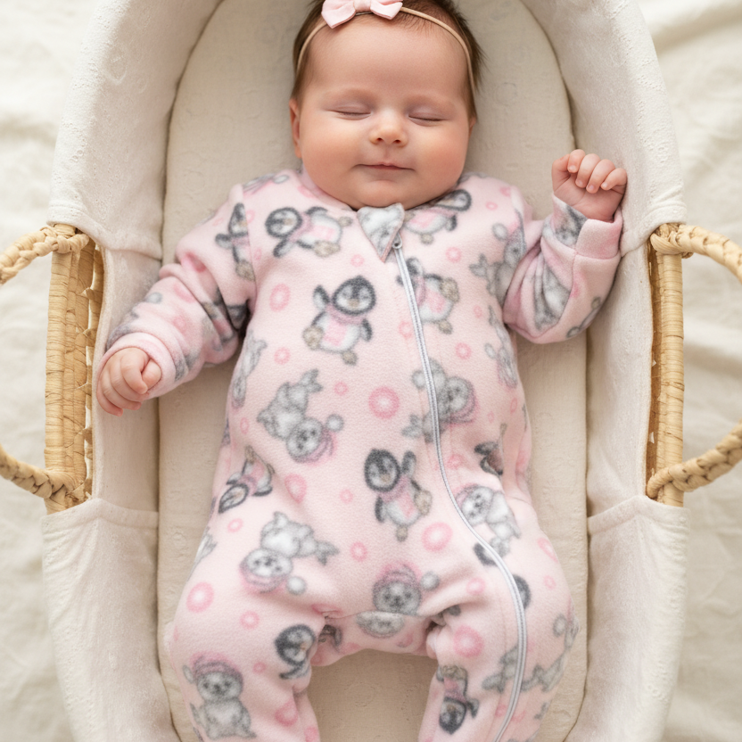 Pijama Macacão Soft Pinguins Rosa foto 1