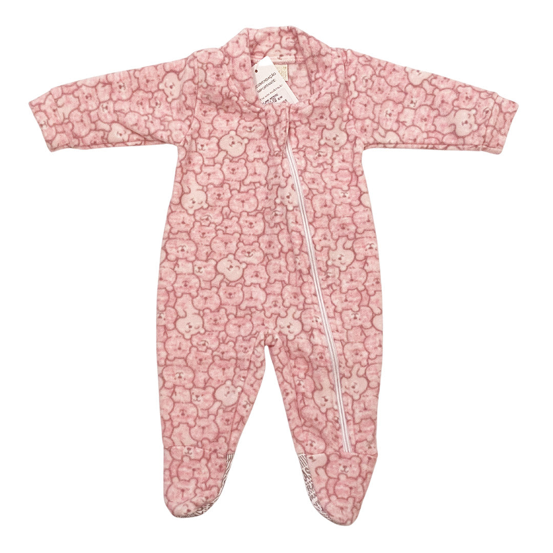 Pijama Macacão Bebê Soft Urso Rosa — foto 1