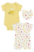 Kit Body Manga Curta Macaquinho e Babador Amarelo — foto 1