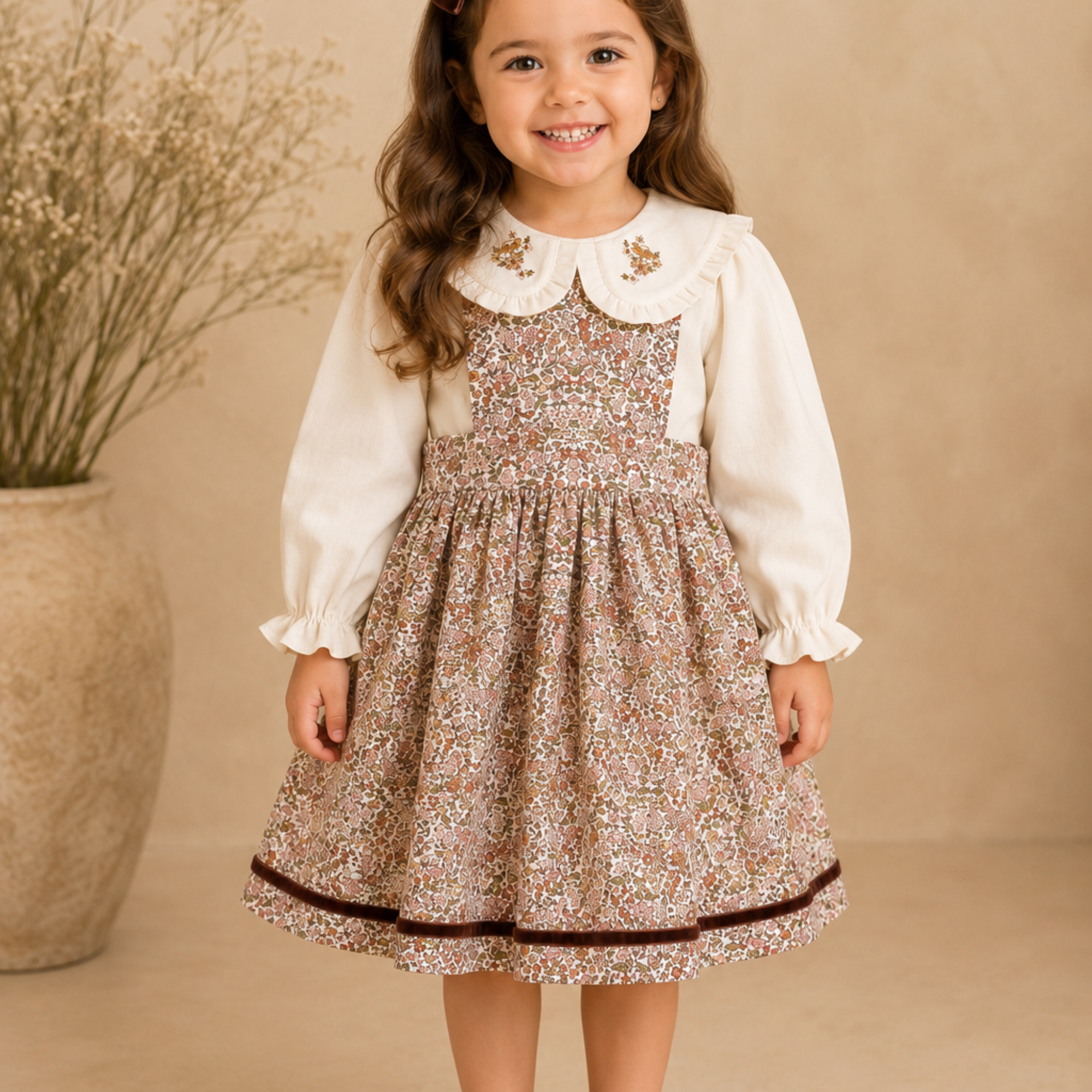 SALOPETE FLORAL COM CAMISA BORDADA 012651 foto 5