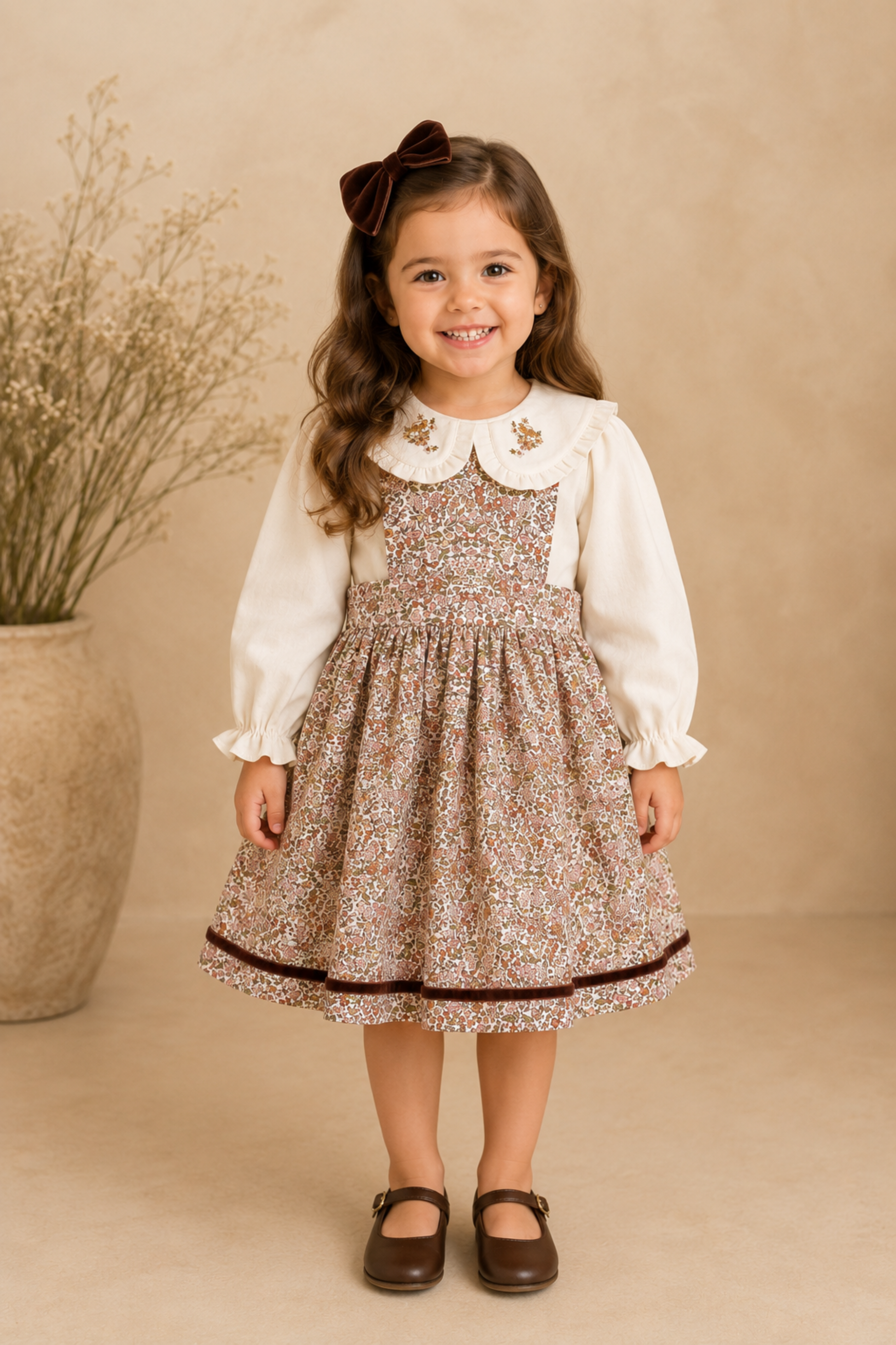 SALOPETE FLORAL COM CAMISA BORDADA 012651 foto 5