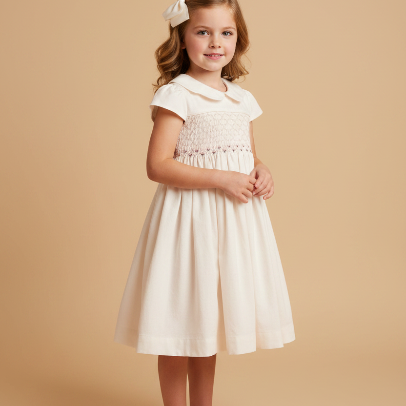 Vestido Casinha de Abelha Bordado Off White