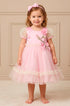 Vestido Infantil Festa Rosa com Manga de Tule — foto 1