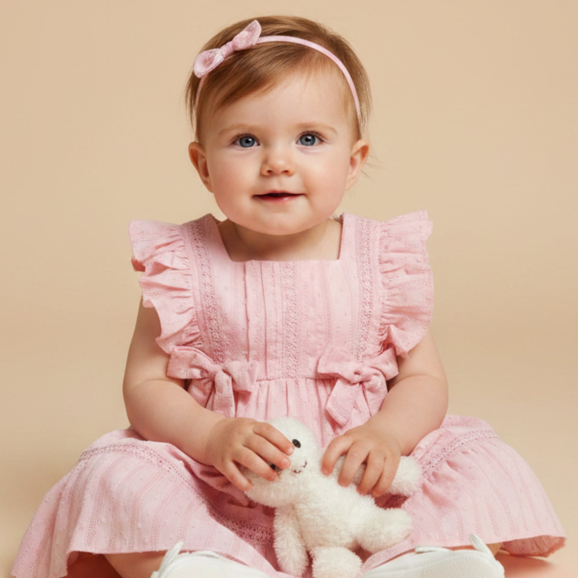 Vestido Bebê Algodão Pipoquinha Verão Rosa Claro — foto 1