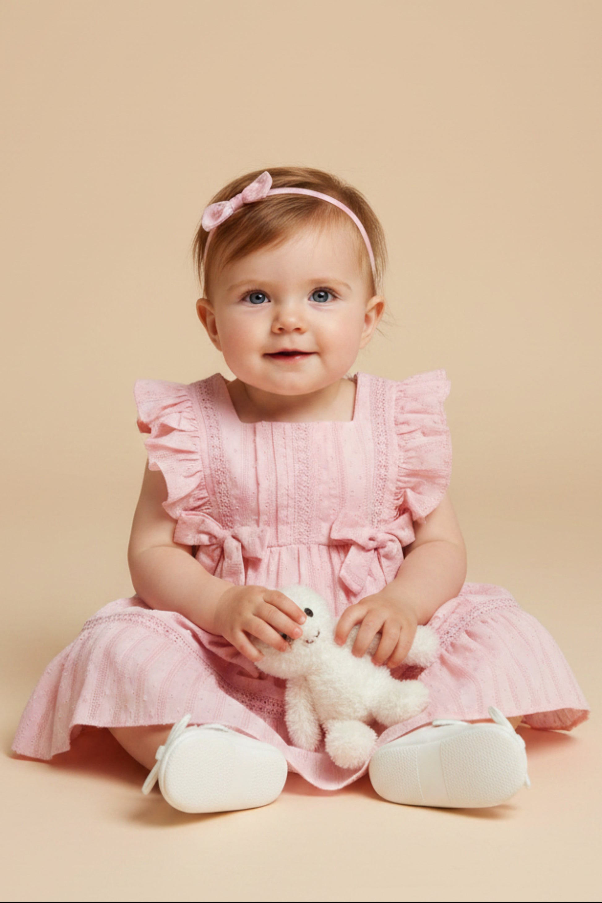 Vestido Bebê Algodão Pipoquinha Verão Rosa Claro — foto 1