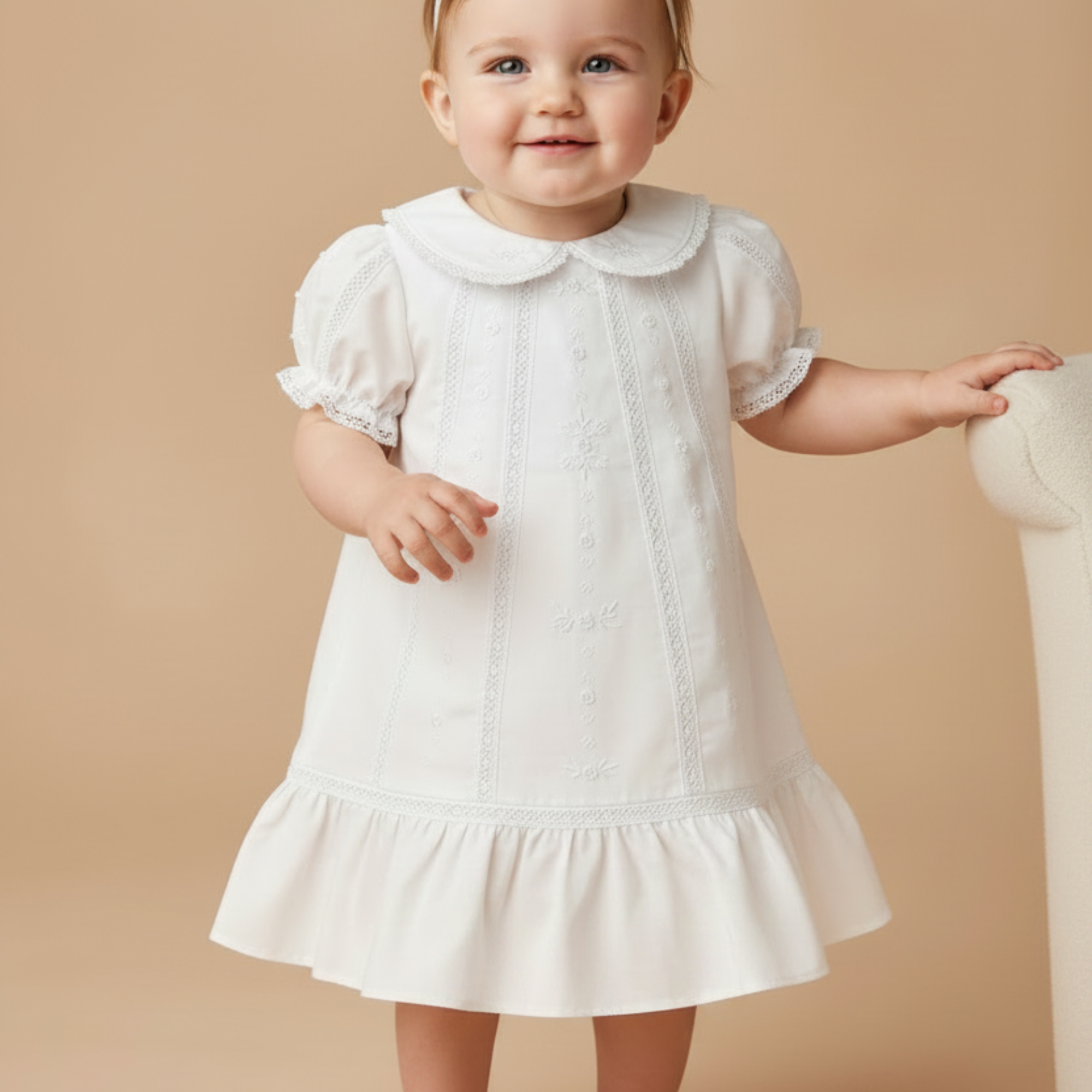 Vestido Linho Bata para Batizado 012654 foto 1