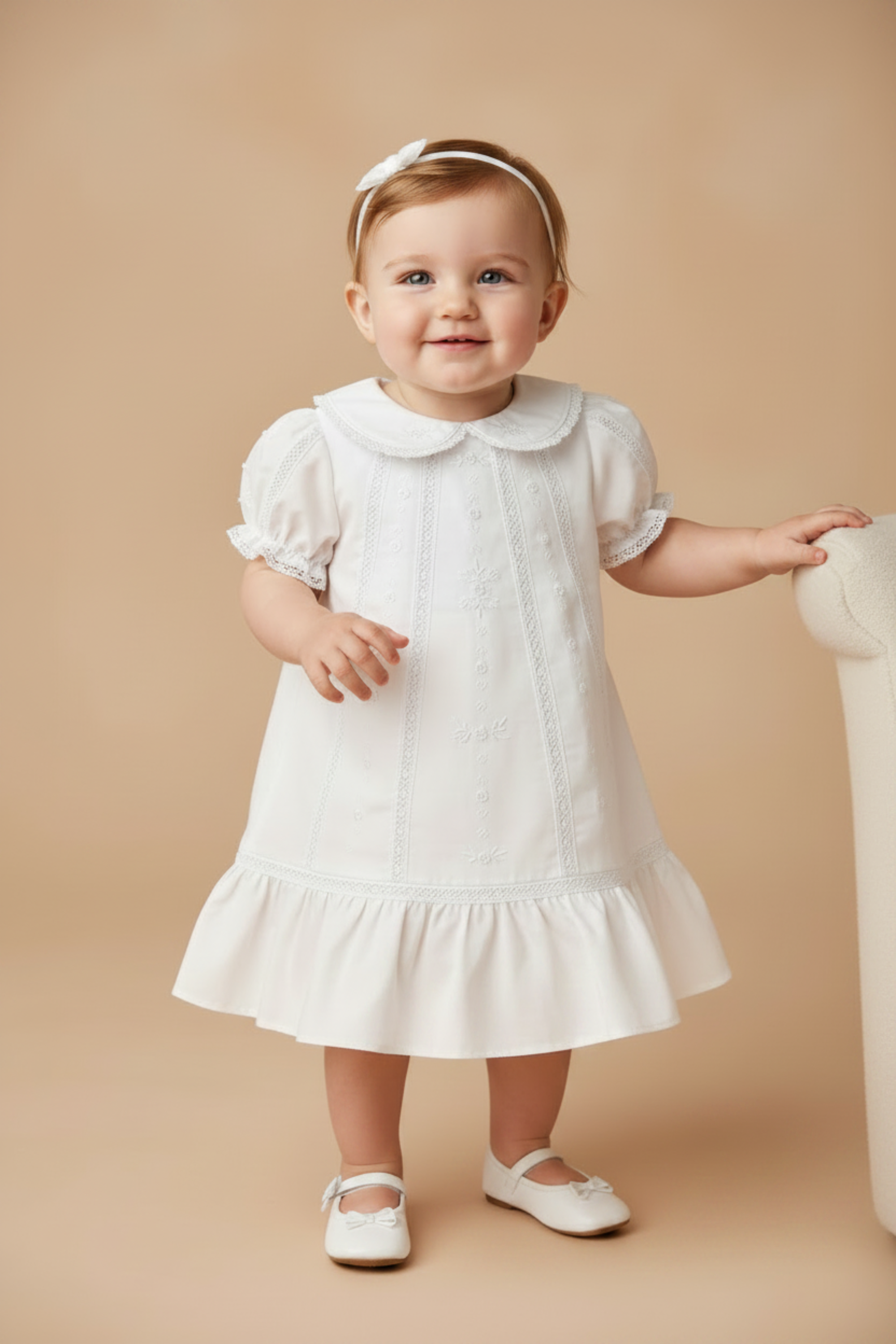 Vestido Linho Bata para Batizado 012654 foto 1