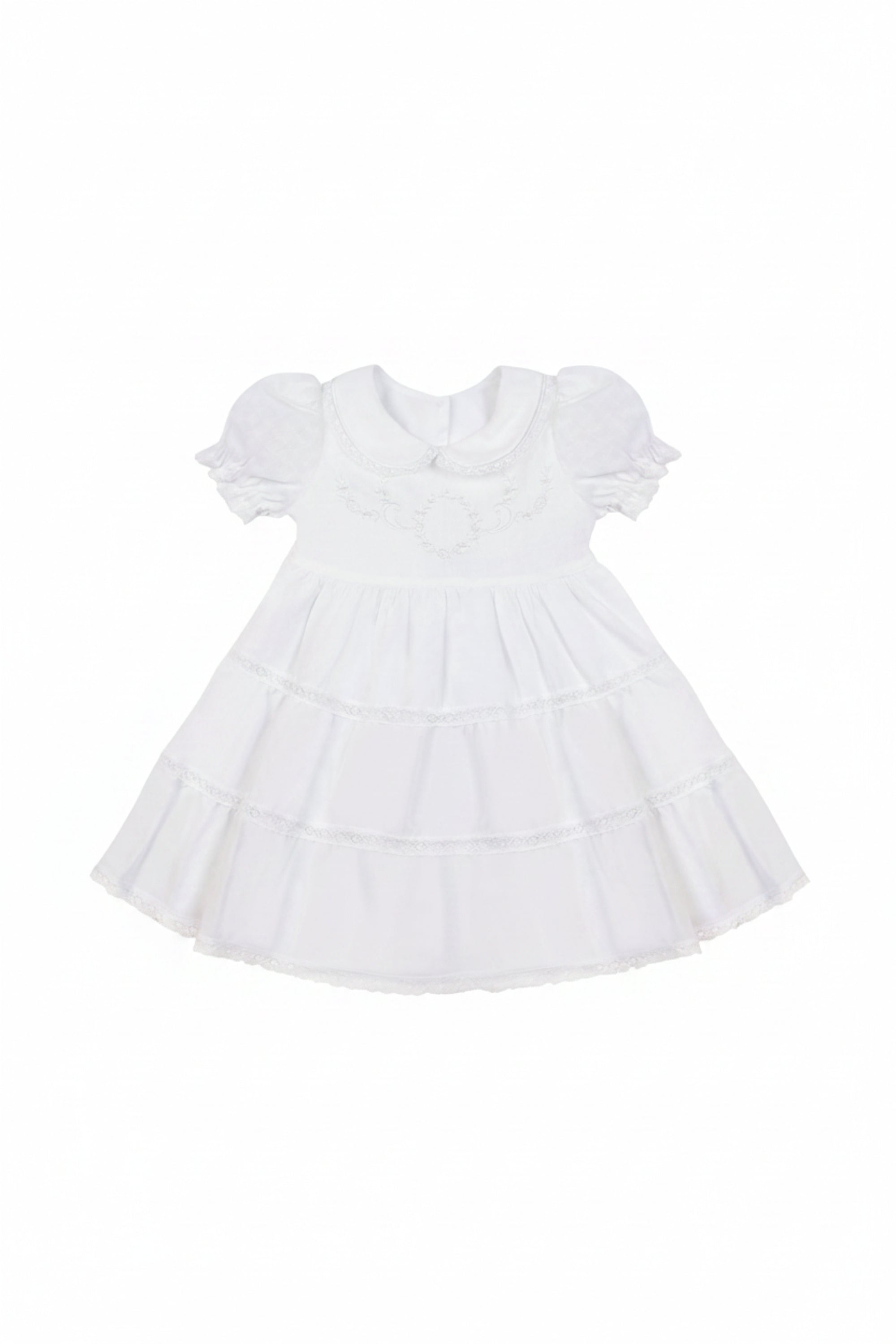 Vestido de Batizado Linho 3 Marias com Renda e Bordado Branco 0221132 foto 1