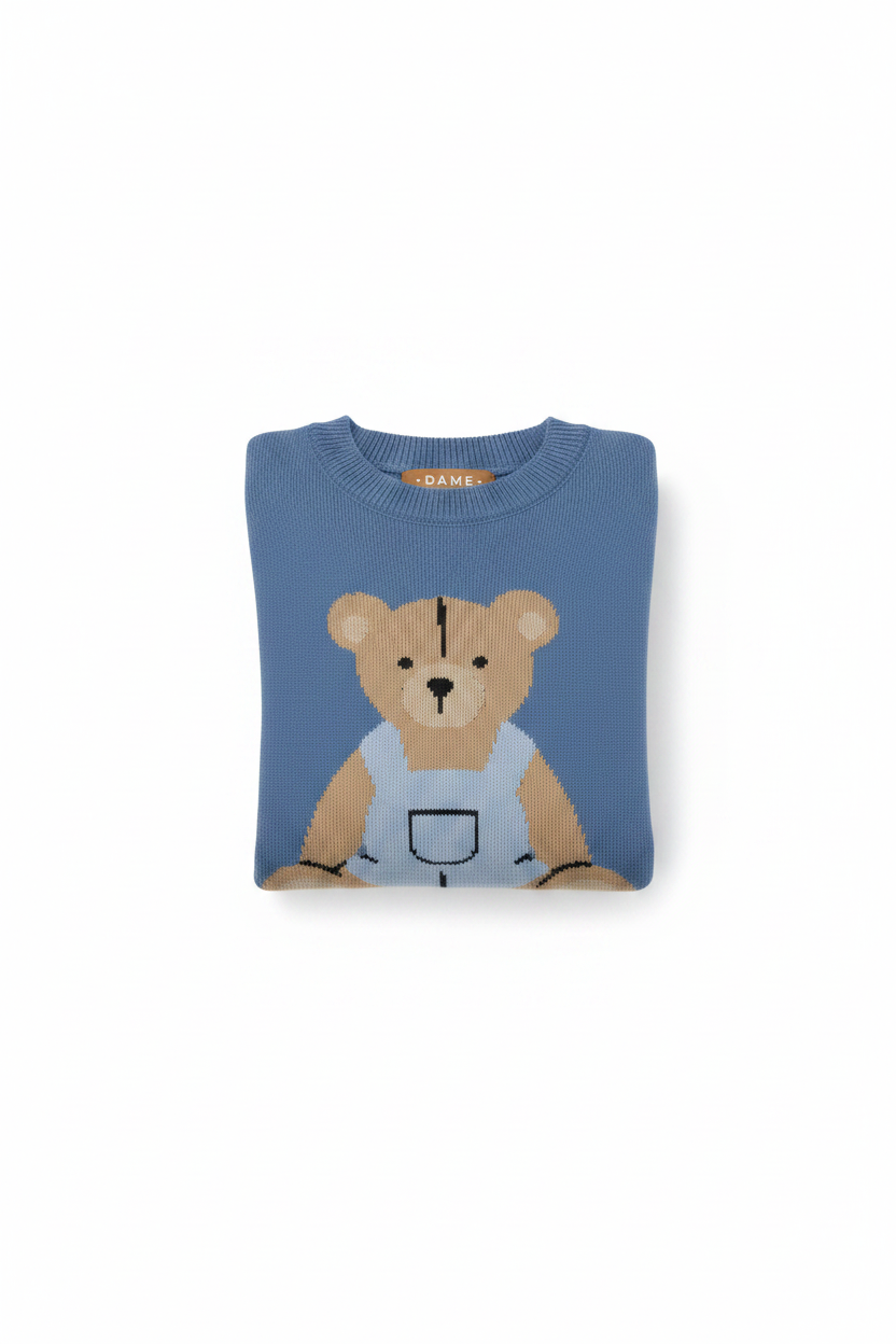Blusa Infantil Tricô com Estampa Jacquard Urso