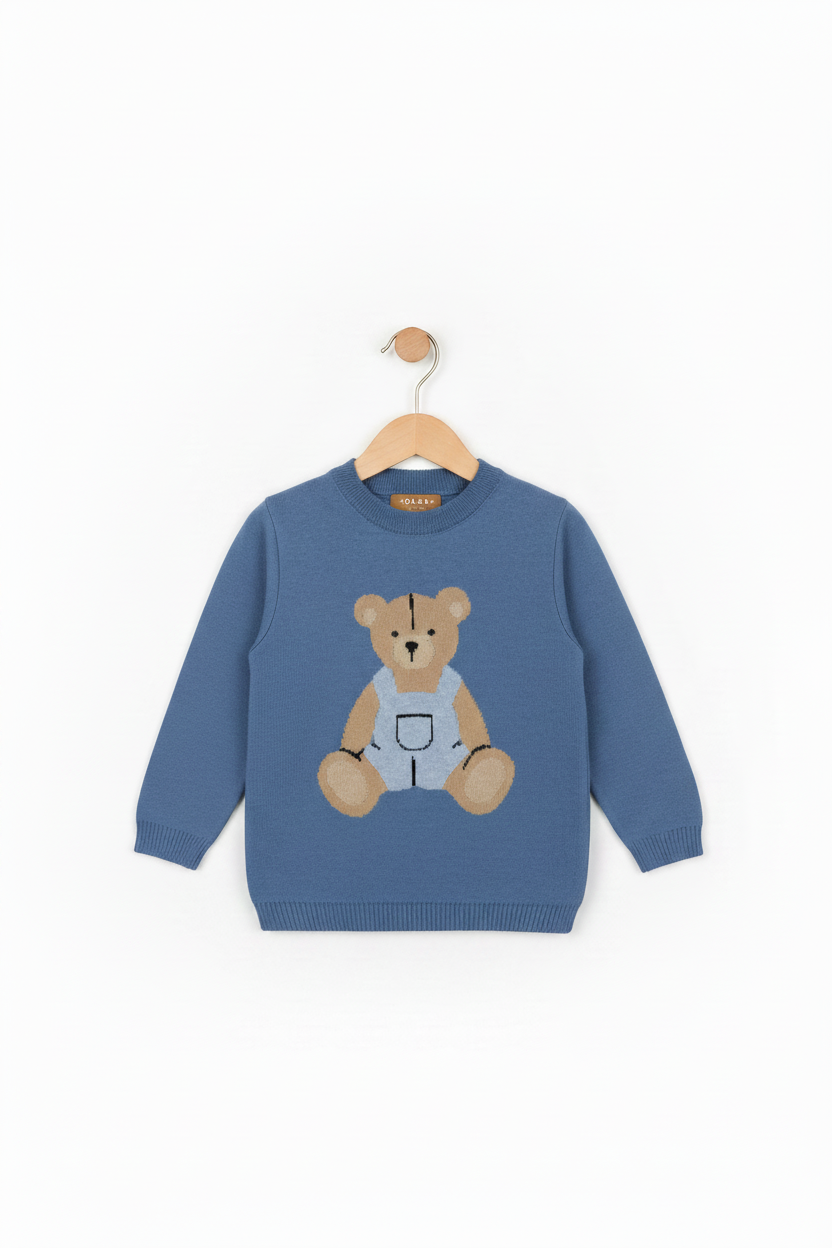 Blusa Infantil Tricô com Estampa Jacquard Urso