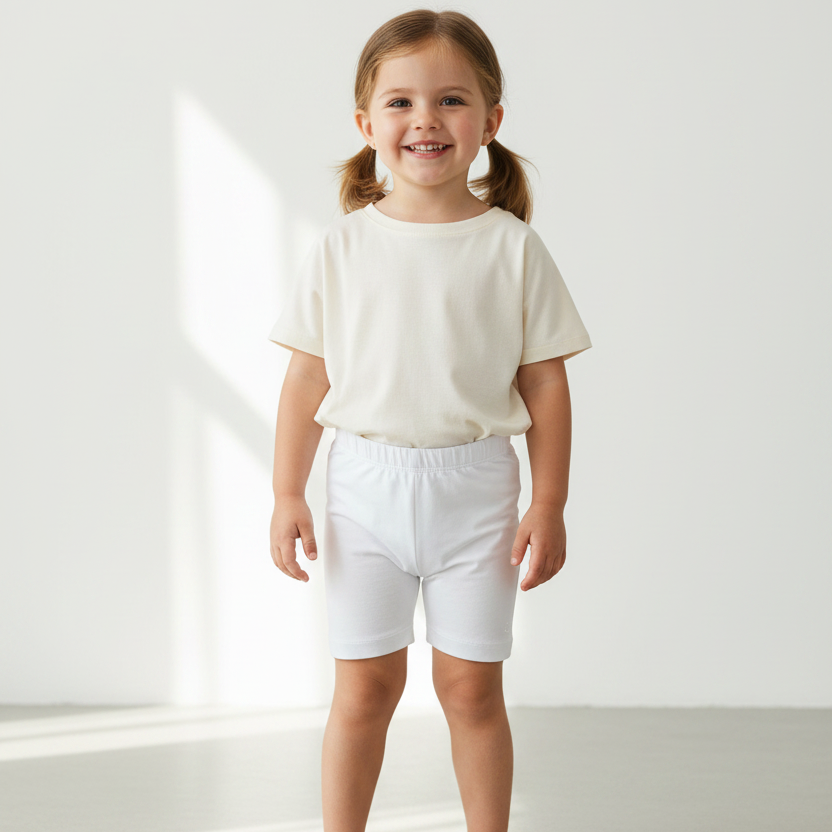 Bermuda Ciclista Cotton Branca  Infantil Menina