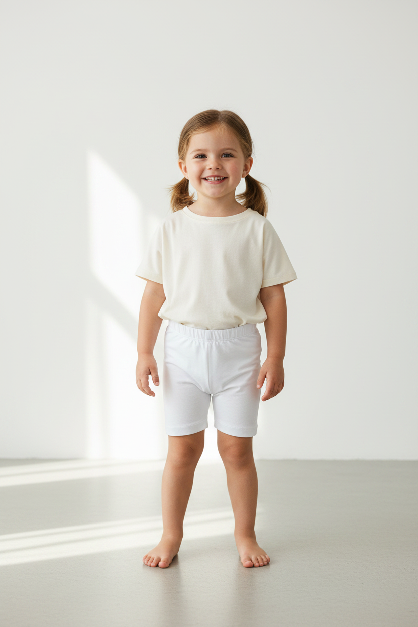 Bermuda Ciclista Cotton Branca  Infantil Menina