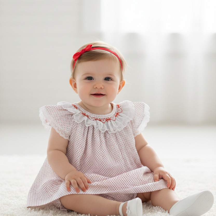 Bata e Tapa Fralda Poá Vermelho — foto 1